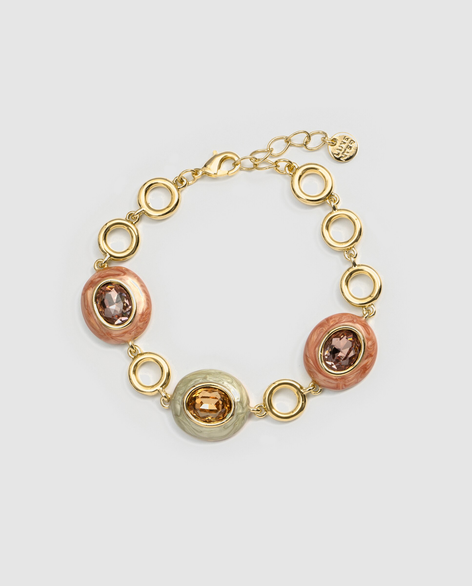 Pulsera de eslabones africa acabada en oro amarillo de 18k - Luxenter - Marrón Marrón-2