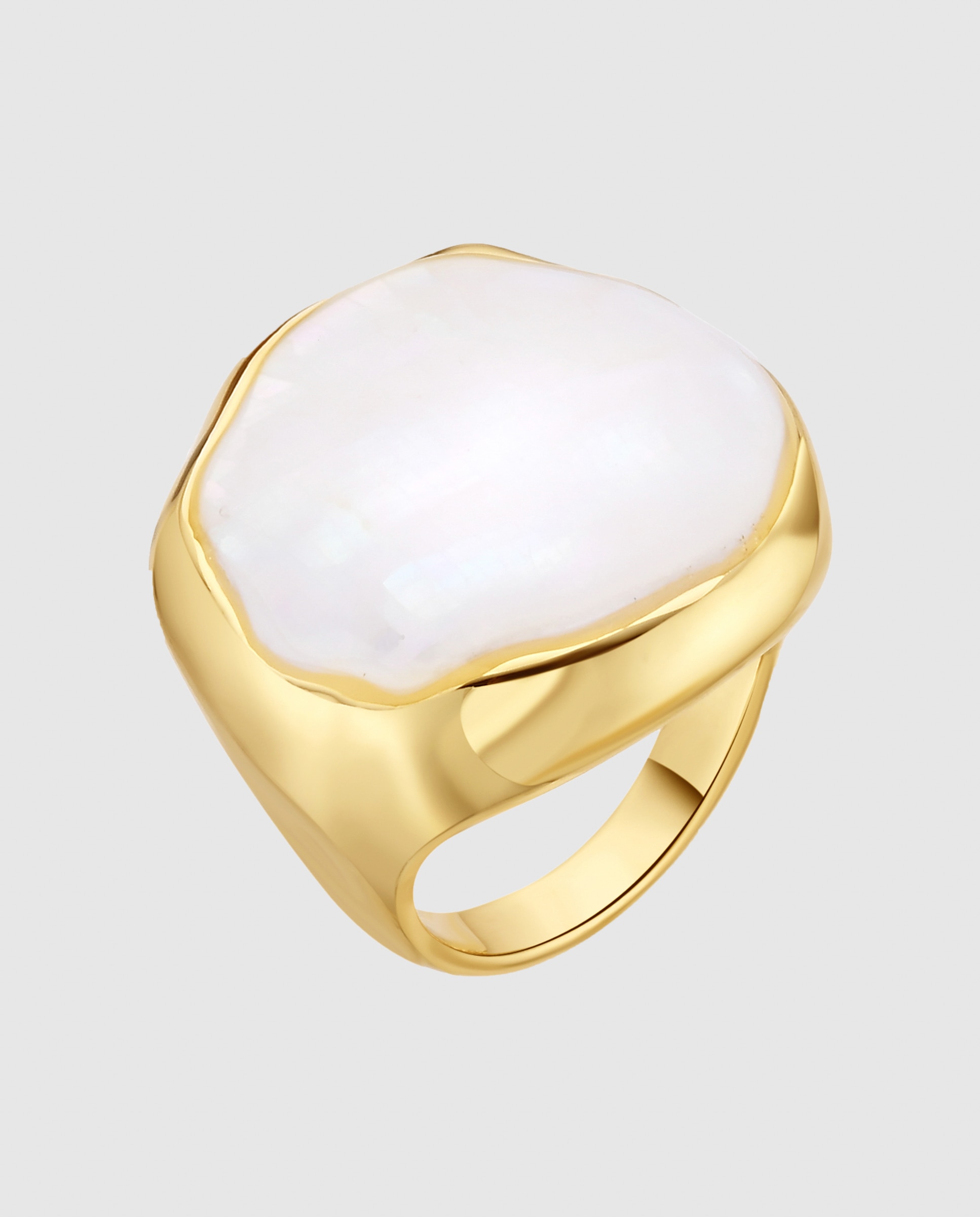 Imagen 1 de Anillo africa con madreperla blanca acabado en oro amarillo de 18k - Luxenter - Dorado Dorado