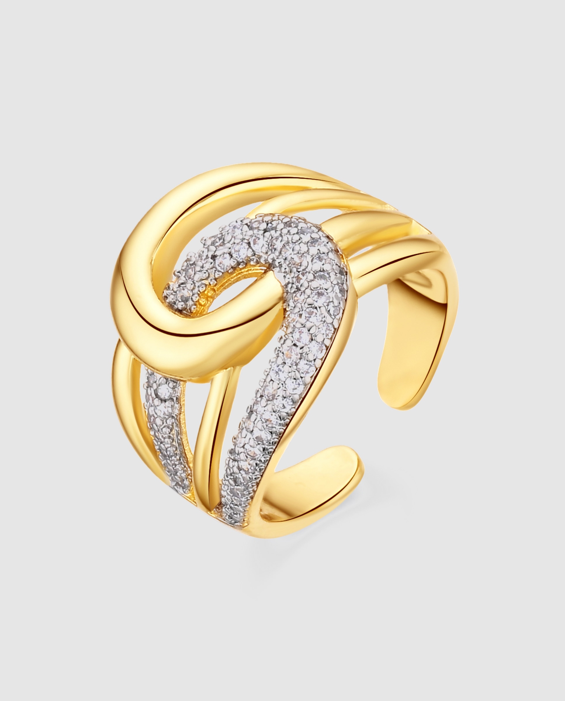 Anillo áfrica acabado en oro amarillo de 18 quilates con circonita brillante - Luxenter - Dorado Dorado-1