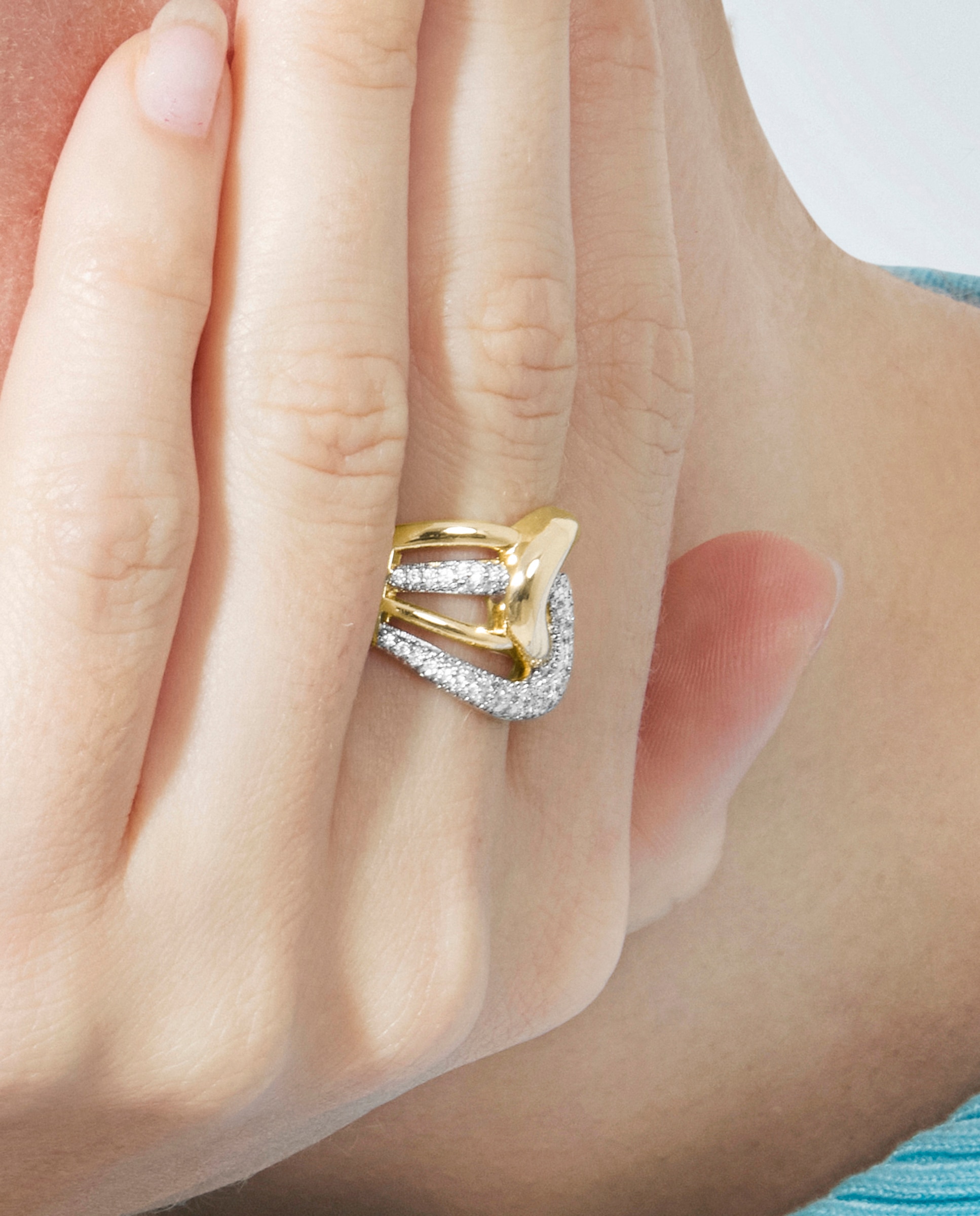 Anillo áfrica acabado en oro amarillo de 18 quilates con circonita brillante - Luxenter - Dorado Dorado-4