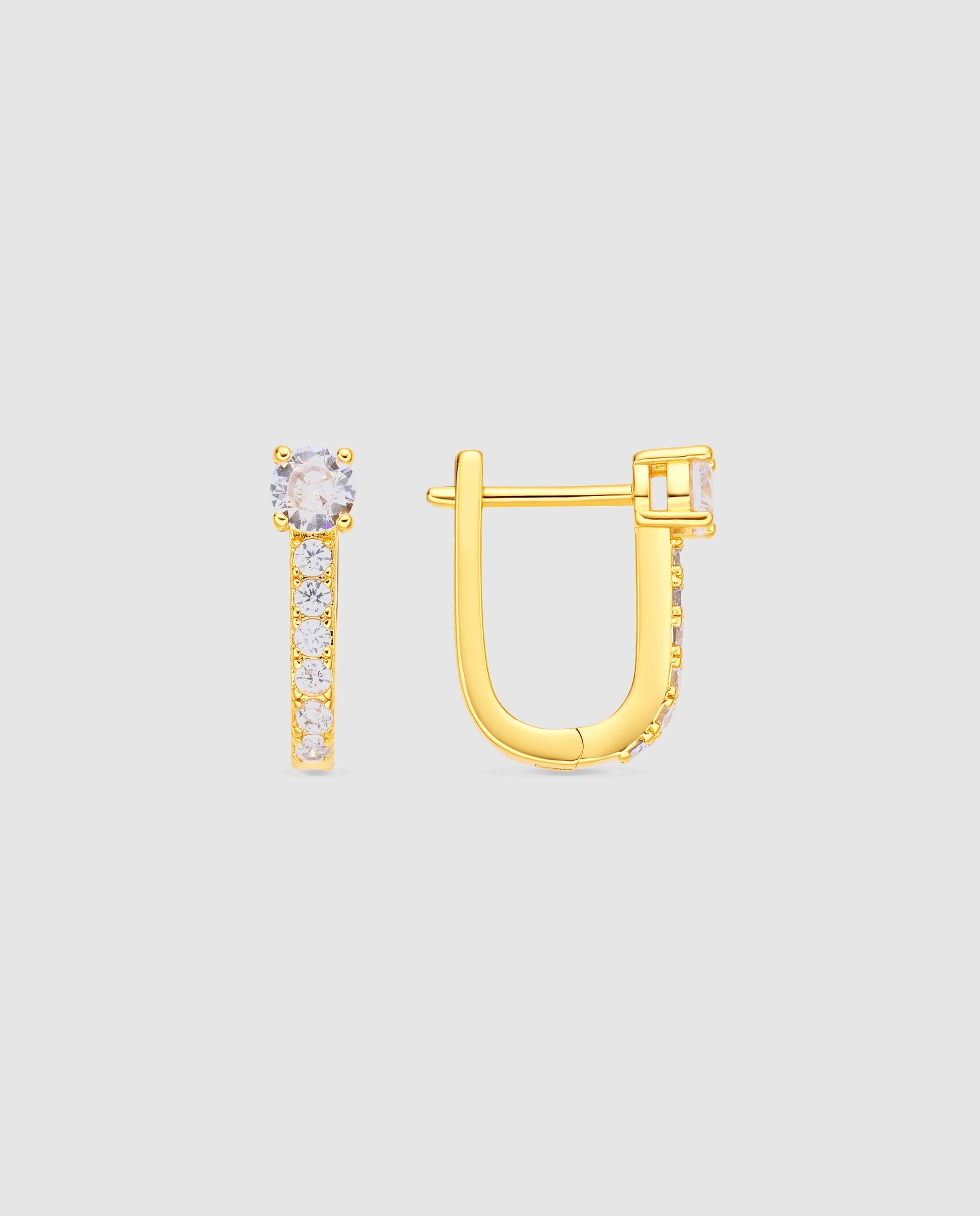 Pendientes de aro basic con circonita brillante acabados en oro amarillo de 18k - Luxenter - Dorado Dorado-1