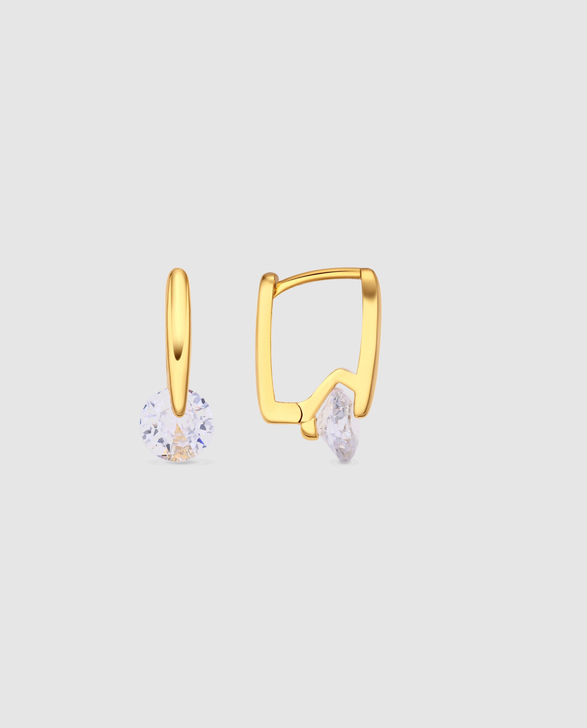 Pendientes de aro basic con circonita brillante acabados en oro amarillo de 18k - Luxenter - Dorado Dorado-1