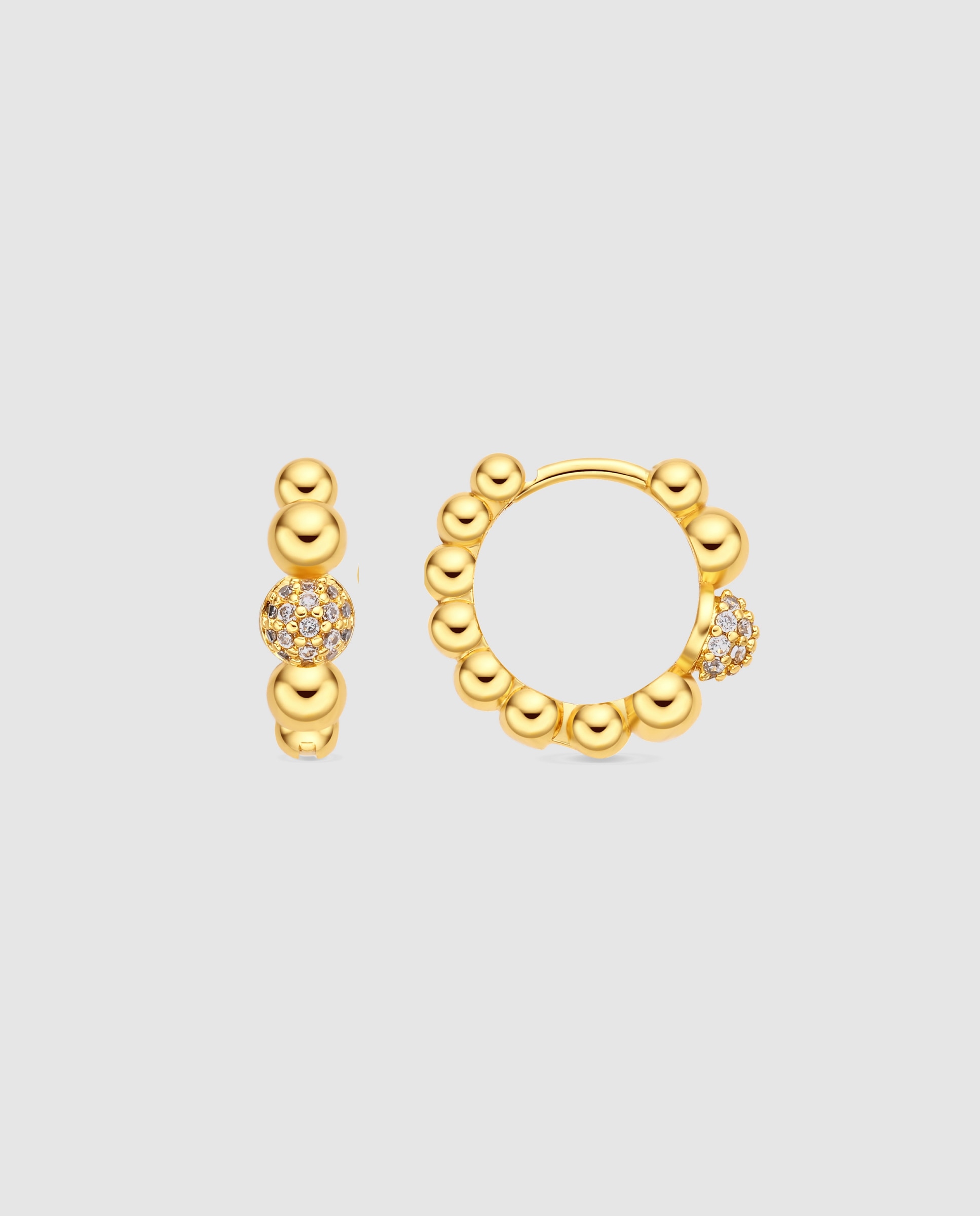 Pendientes de aro basic con circonita brillante acabados en oro amarillo de 18k - Luxenter - Dorado Dorado-1