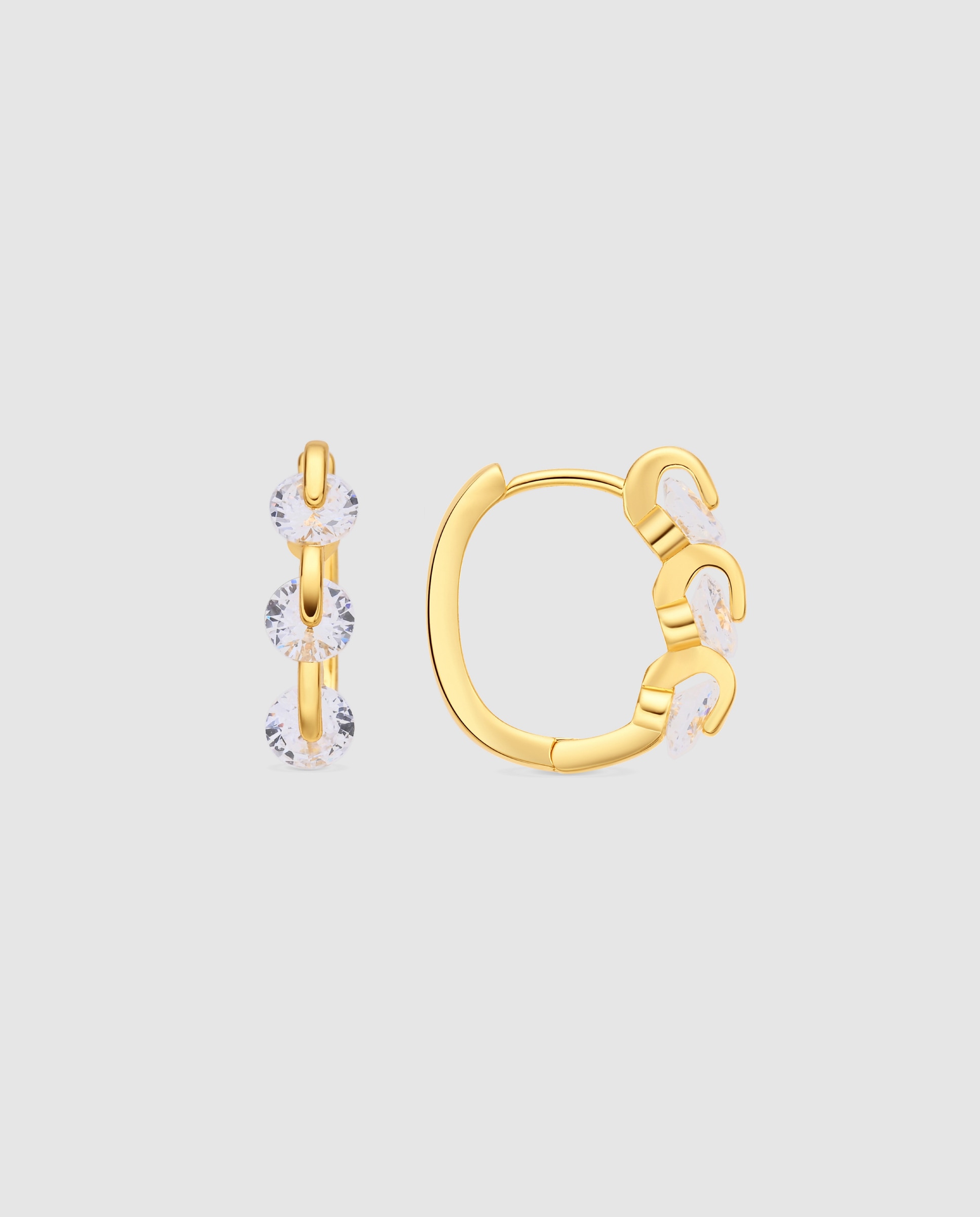 Pendientes de aro basic con circonita brillante acabados en oro amarillo de 18k - Luxenter - Dorado Dorado-1