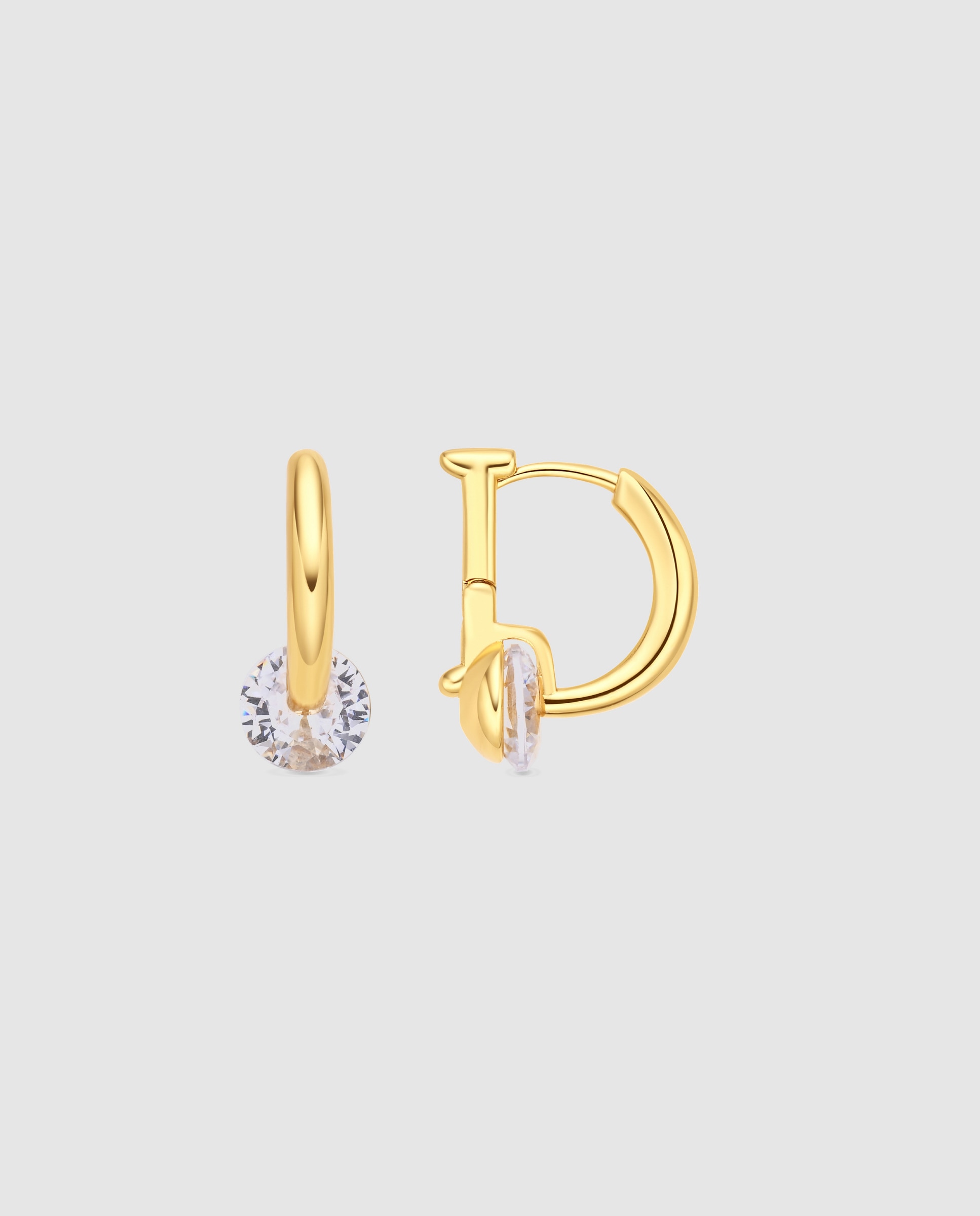 Pendientes de aro basic con circonita brillante acabados en oro amarillo de 18k - Luxenter - Dorado Dorado-1
