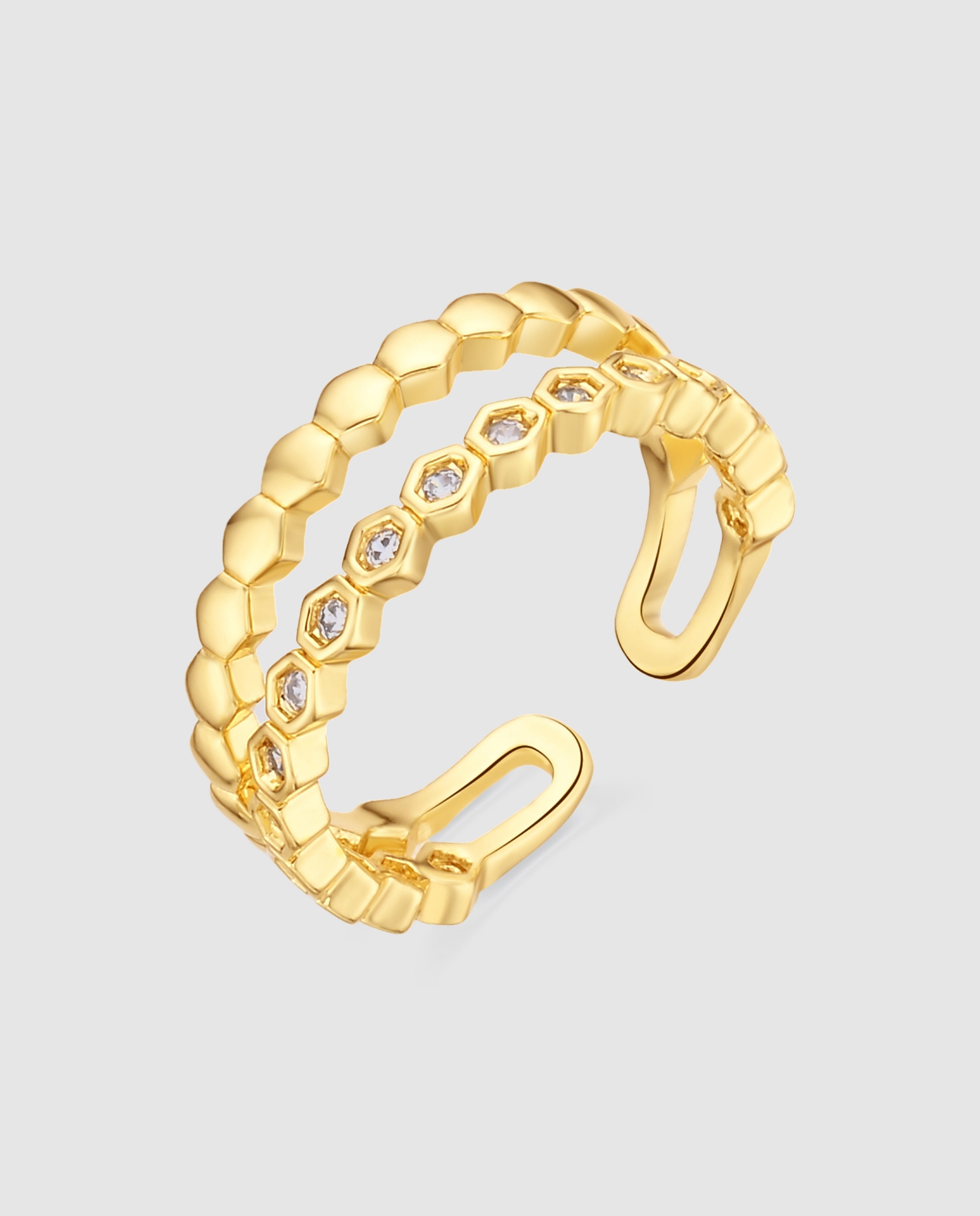 Imagen 1 de Anillo africa con circonita brillante acabado en oro amarillo de 18k - Luxenter - Dorado Dorado