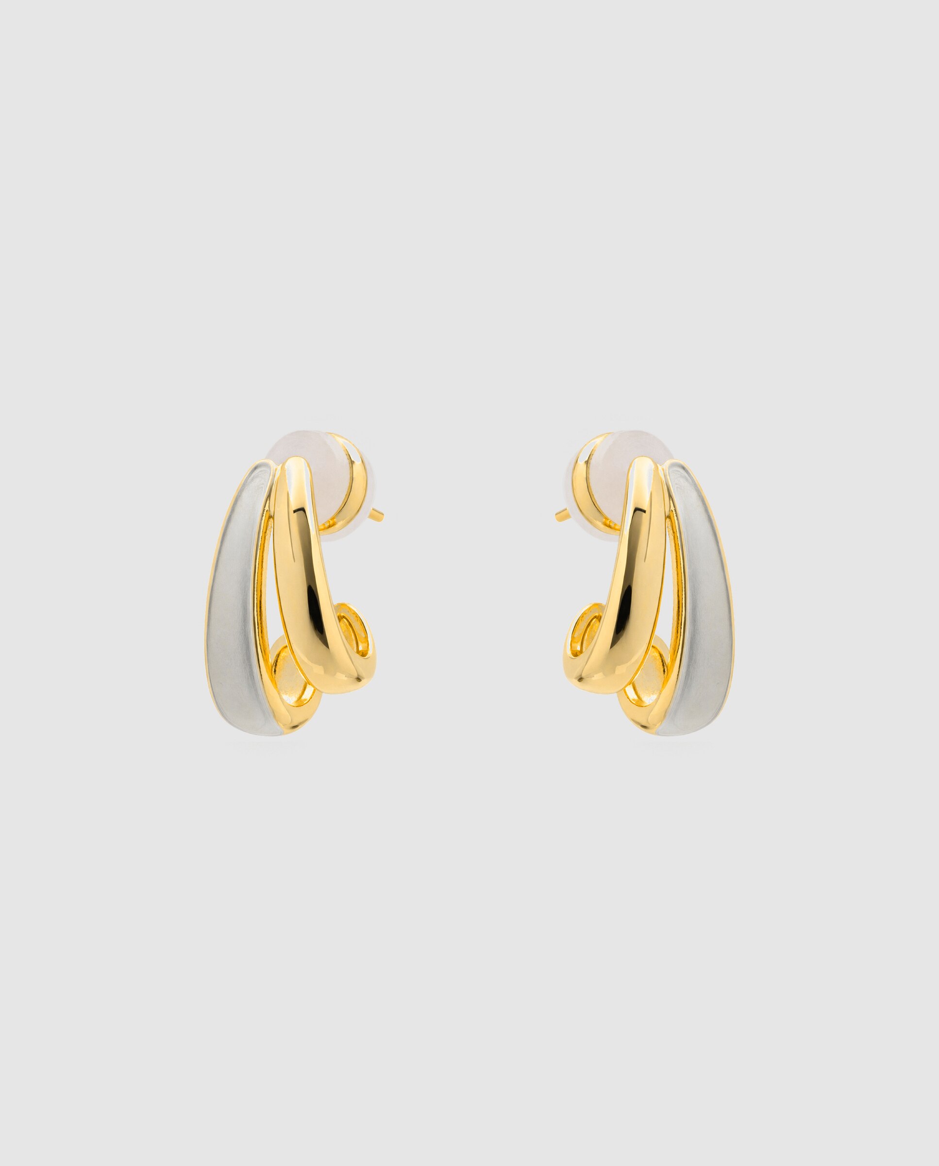Pendientes de aro basic con circonita brillante acabados en oro amarillo de 18k - Luxenter - Dorado Dorado-2