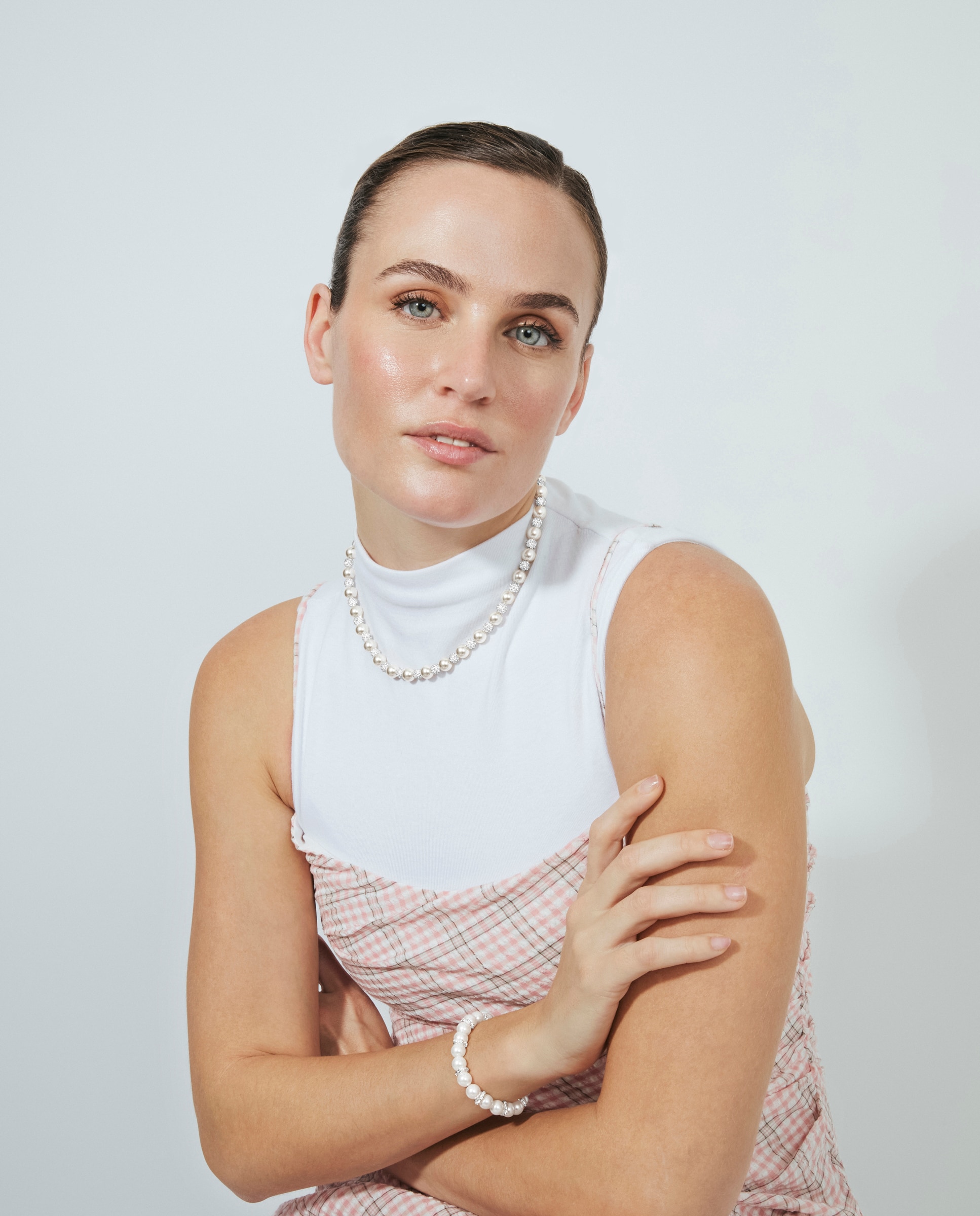 Pulsera de cadena áfrica acabado en plata con perla blanca - Luxenter - Blanco Blanco-2