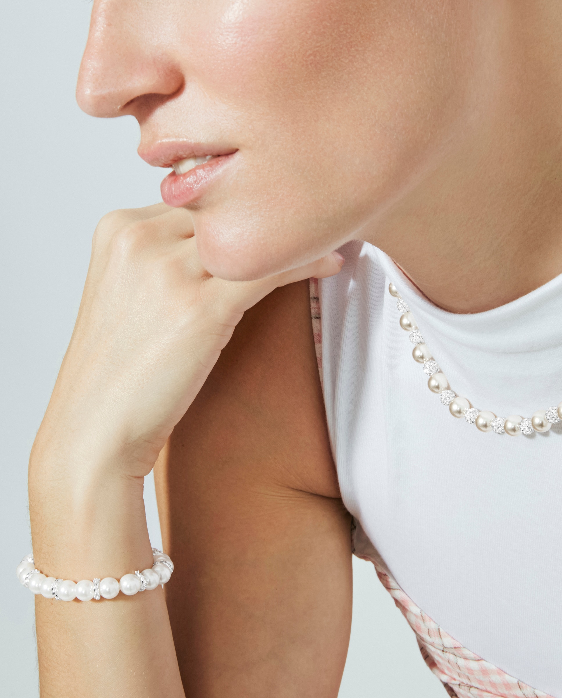 Pulsera de cadena áfrica acabado en plata con perla blanca - Luxenter - Blanco Blanco-4