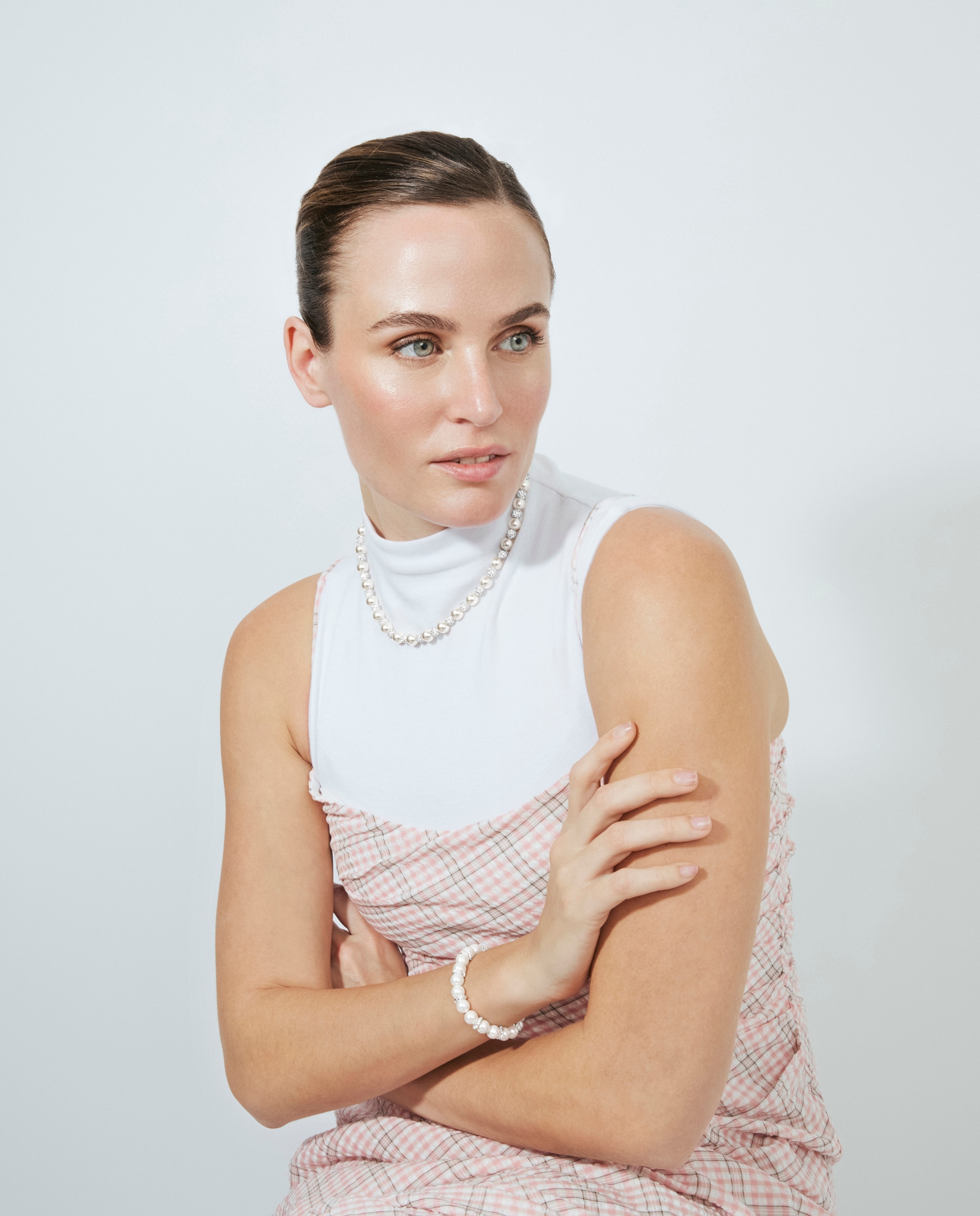 Pulsera de cadena áfrica acabado en plata con perla blanca - Luxenter - Blanco Blanco-5