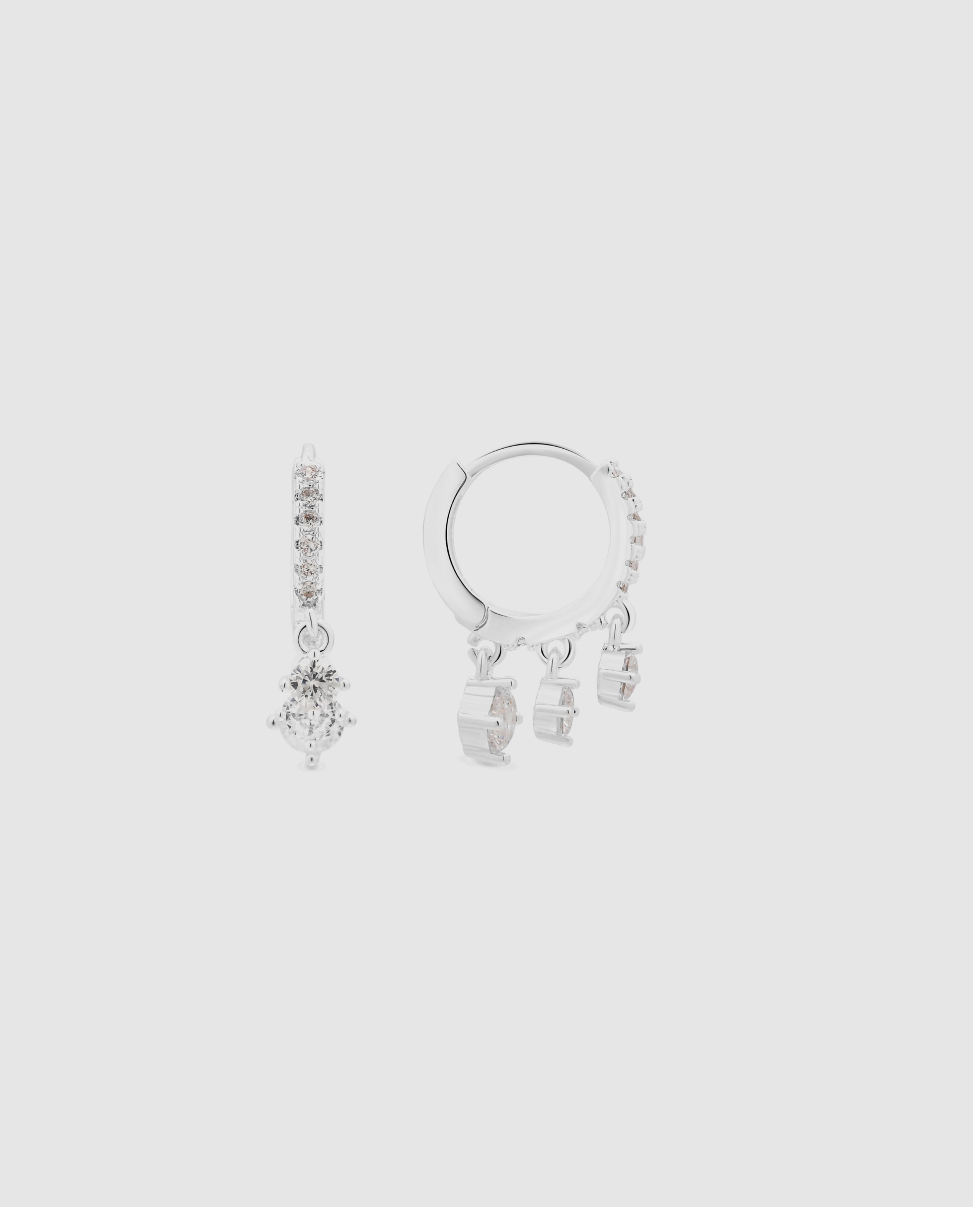 Pendientes de aro áfrica acabados en plata con circonita brillante - Luxenter - Plateado Plateado-1