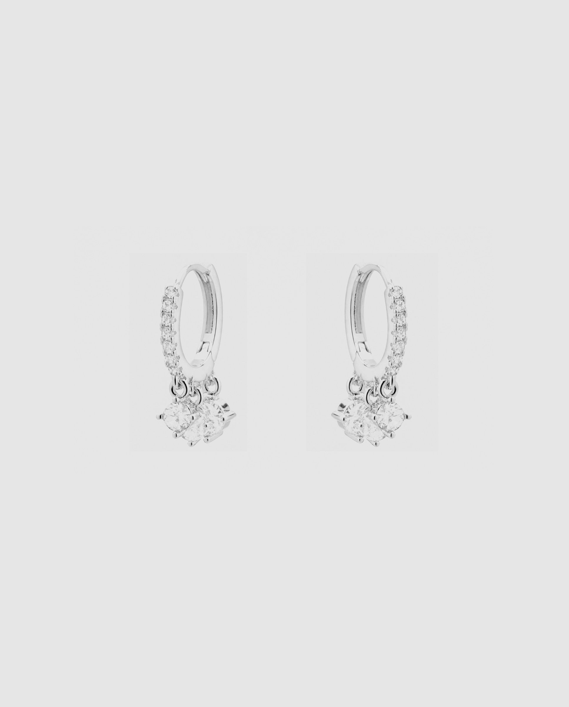 Pendientes de aro áfrica acabados en plata con circonita brillante - Luxenter - Plateado Plateado-3