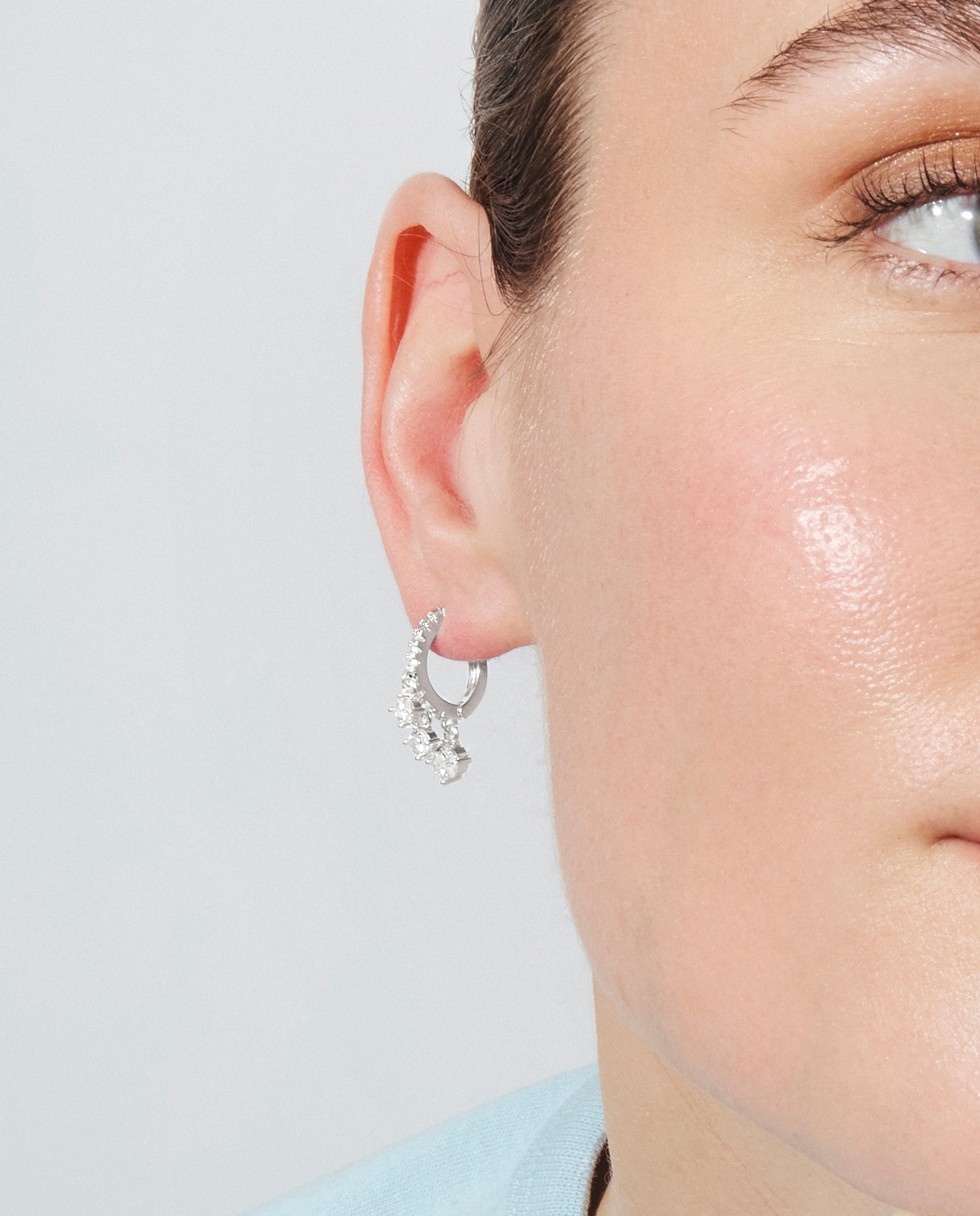 Pendientes de aro áfrica acabados en plata con circonita brillante - Luxenter - Plateado Plateado-4