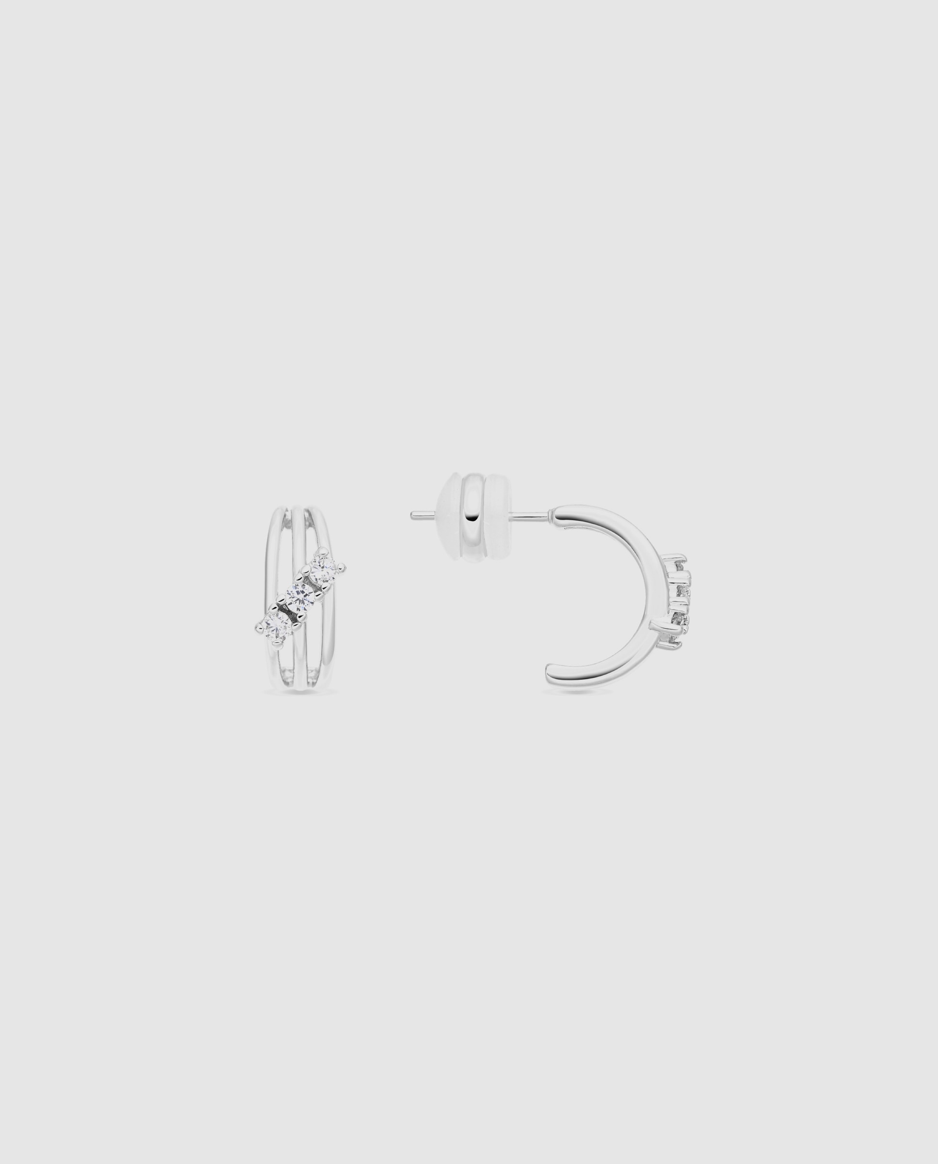 Imagen 1 de Pendientes de aro basic con circonita brillante acabados en rodio - Luxenter - Dorado Dorado