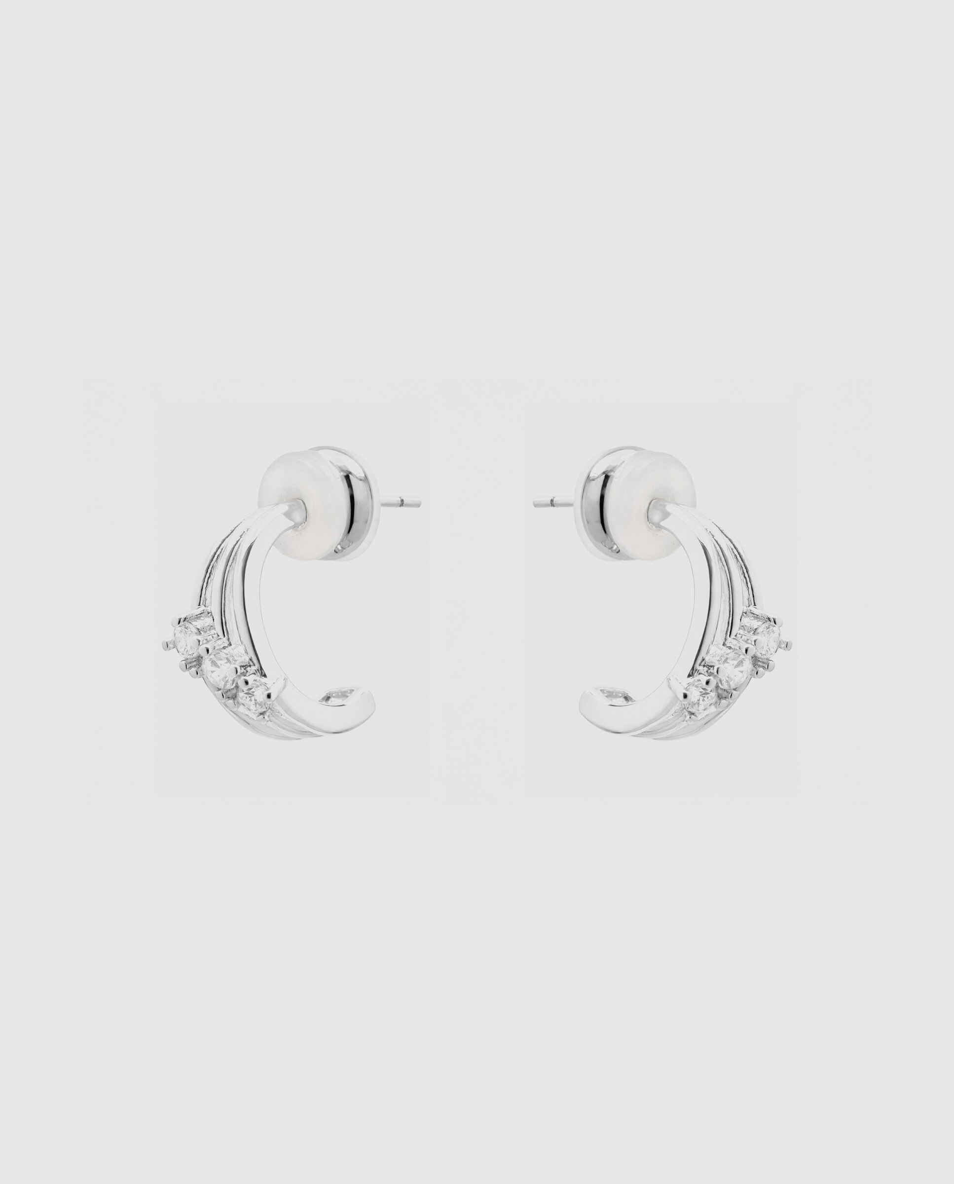 Imagen 2 de Pendientes de aro basic con circonita brillante acabados en rodio - Luxenter - Dorado Dorado