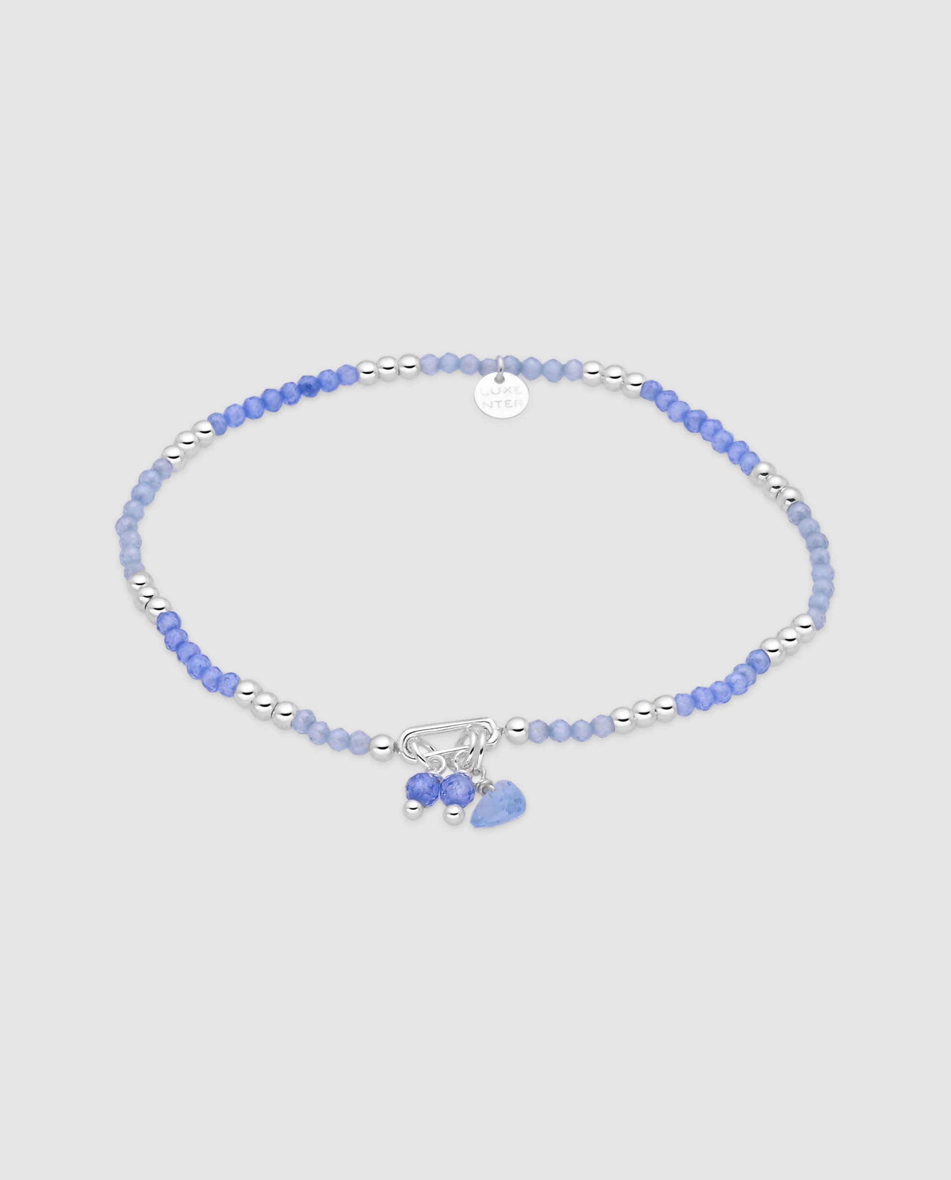 Pulsera de cadena atelier de plata de ley 925 con cristal azul acabada en oro amarillo de 18k - Luxenter - Azul Azul-1