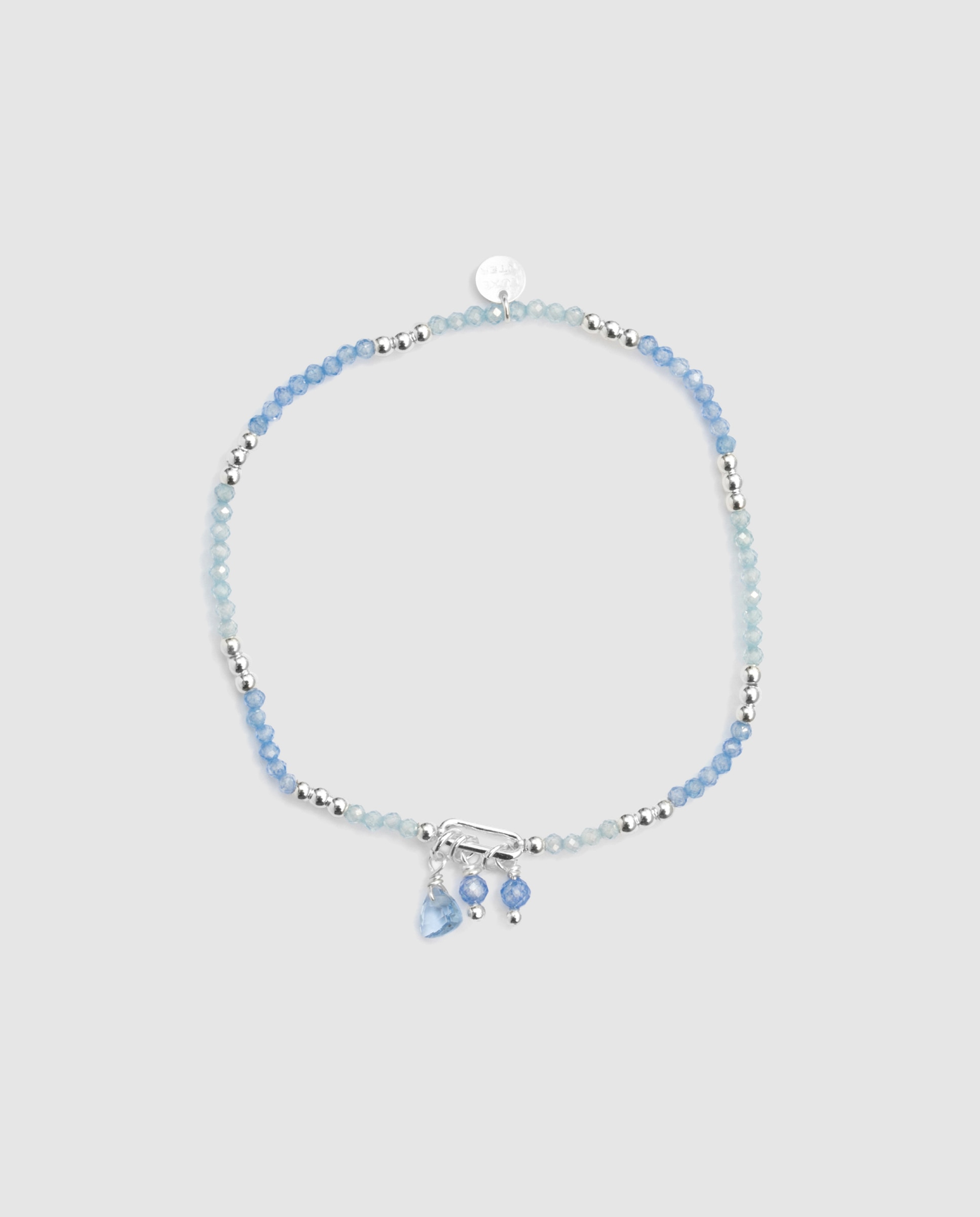 Pulsera de cadena atelier de plata de ley 925 con cristal azul acabada en oro amarillo de 18k - Luxenter - Azul Azul-2