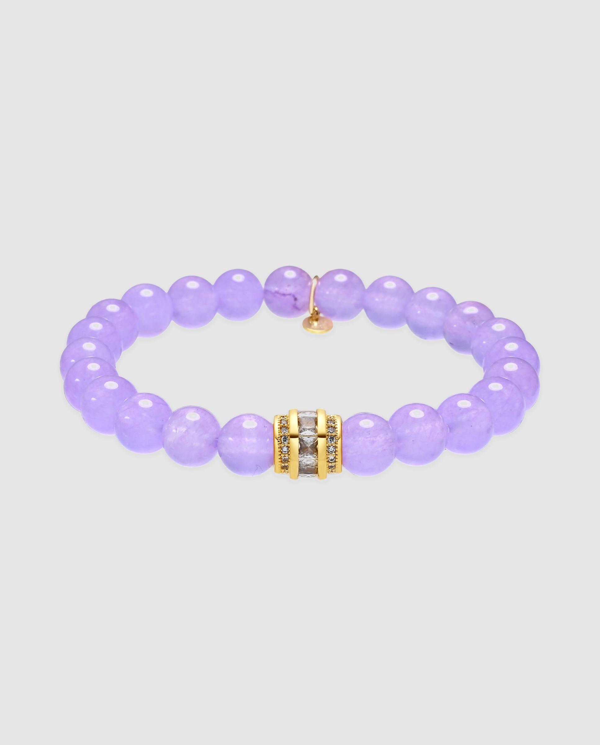 Pulsera de cadena trendy con cierre de plata de ley 925 con amatista clara acabada en oro amarillo de 18k - Luxenter - Rosa Rosa-1