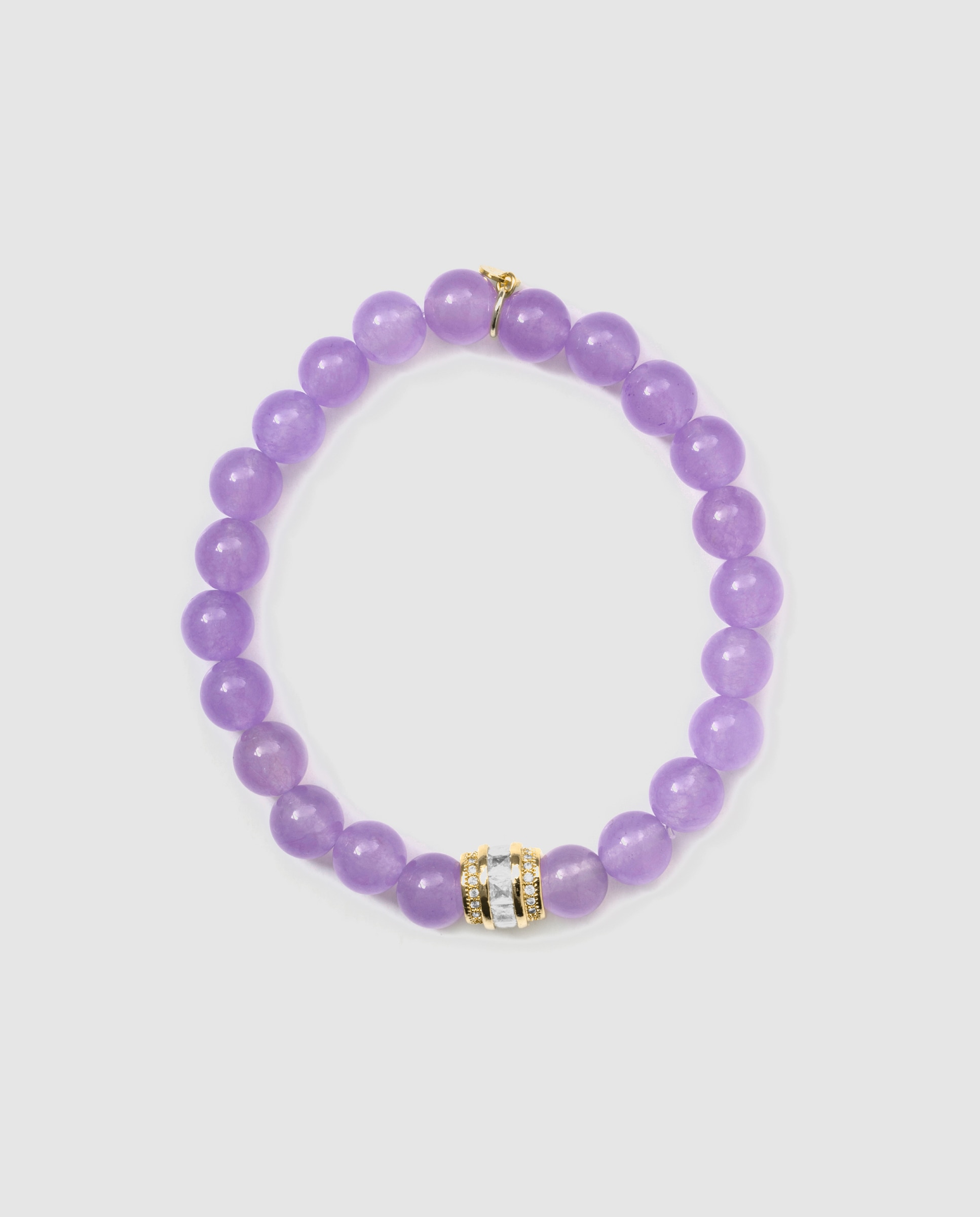 Pulsera de cadena trendy con cierre de plata de ley 925 con amatista clara acabada en oro amarillo de 18k - Luxenter - Rosa Rosa-2