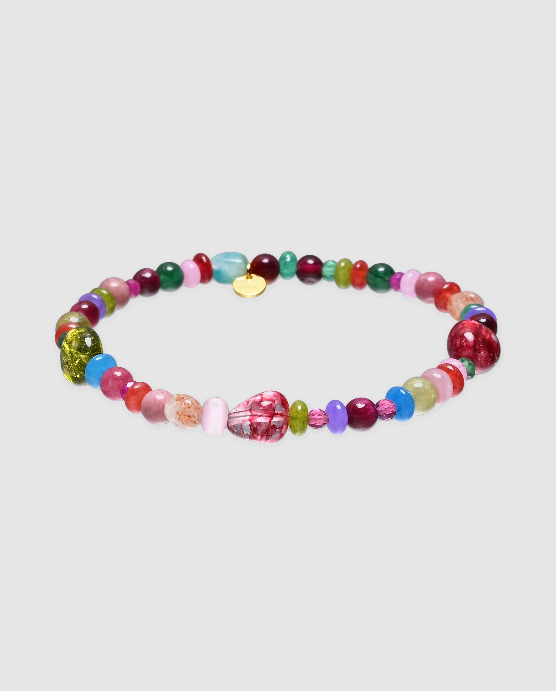 Pulsera de cadena trendy con cierre de plata de ley 925 con cristal multicolor acabada en oro amarillo de 18k - Luxenter - Multicolor Multicolor-1