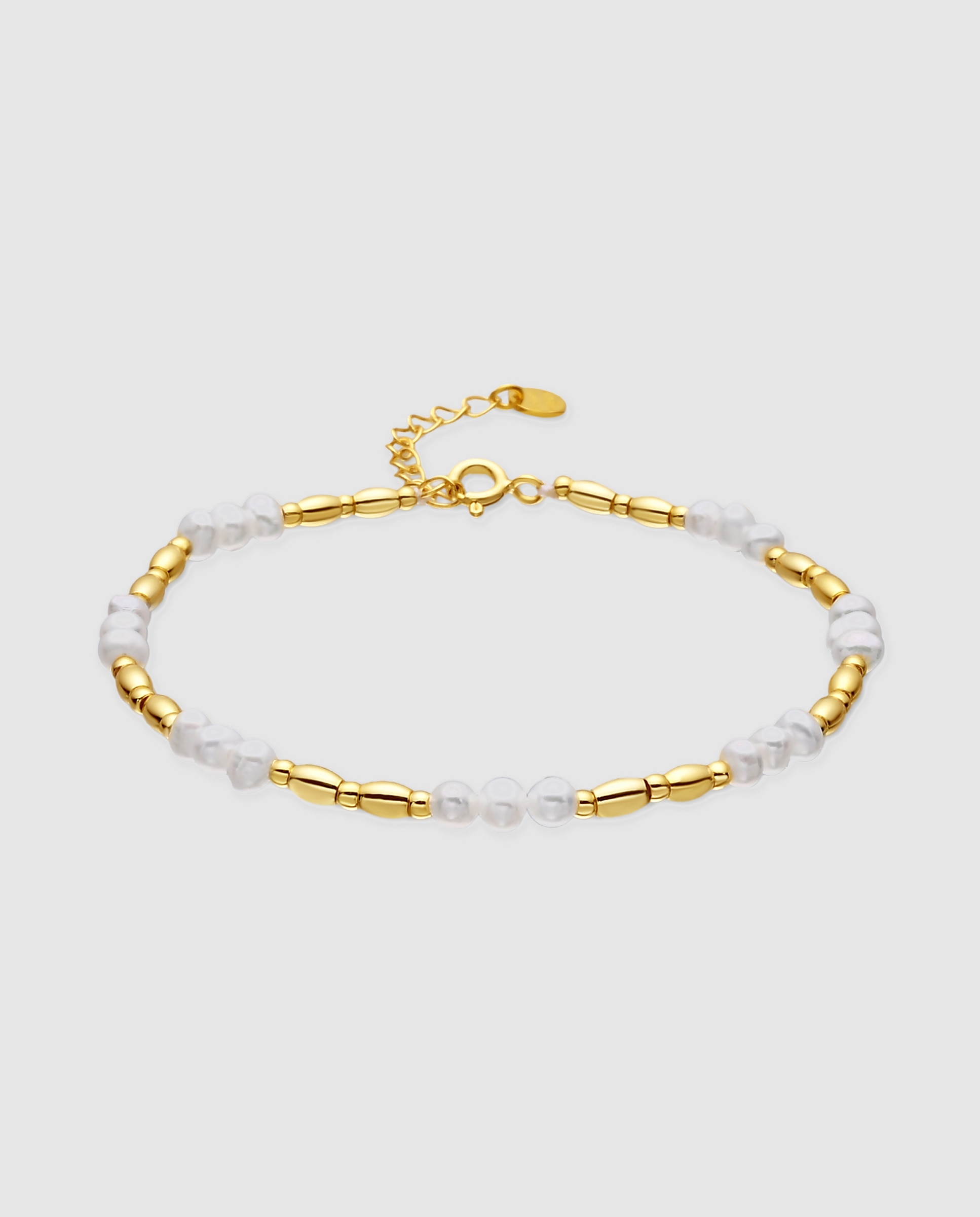 Pulsera de cadena pide un deseo con cierre de plata de ley 925 con perla blanca acabada en oro amarillo de 18k - Luxenter - Dorado Dorado-1