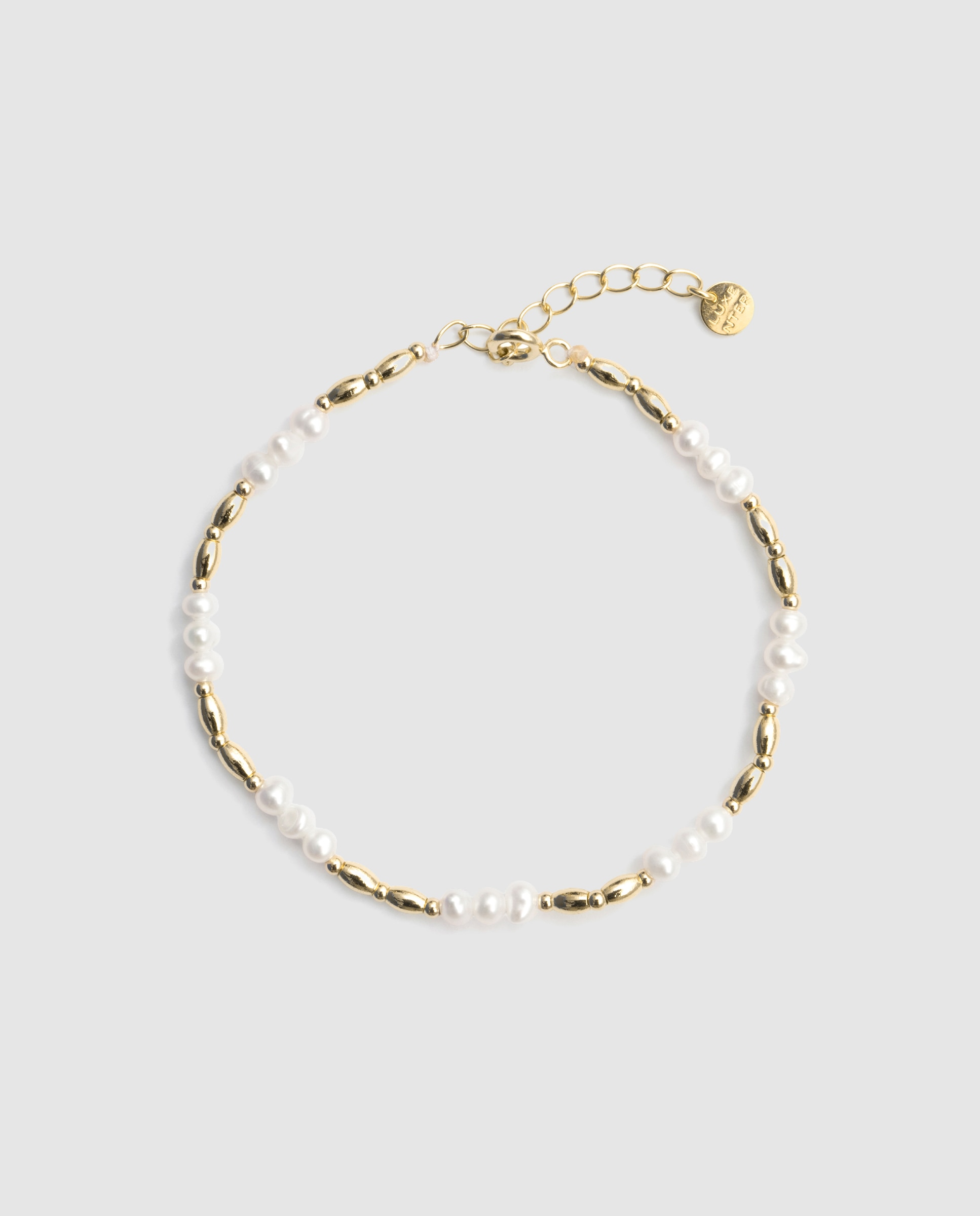 Pulsera de cadena pide un deseo con cierre de plata de ley 925 con perla blanca acabada en oro amarillo de 18k - Luxenter - Dorado Dorado-2