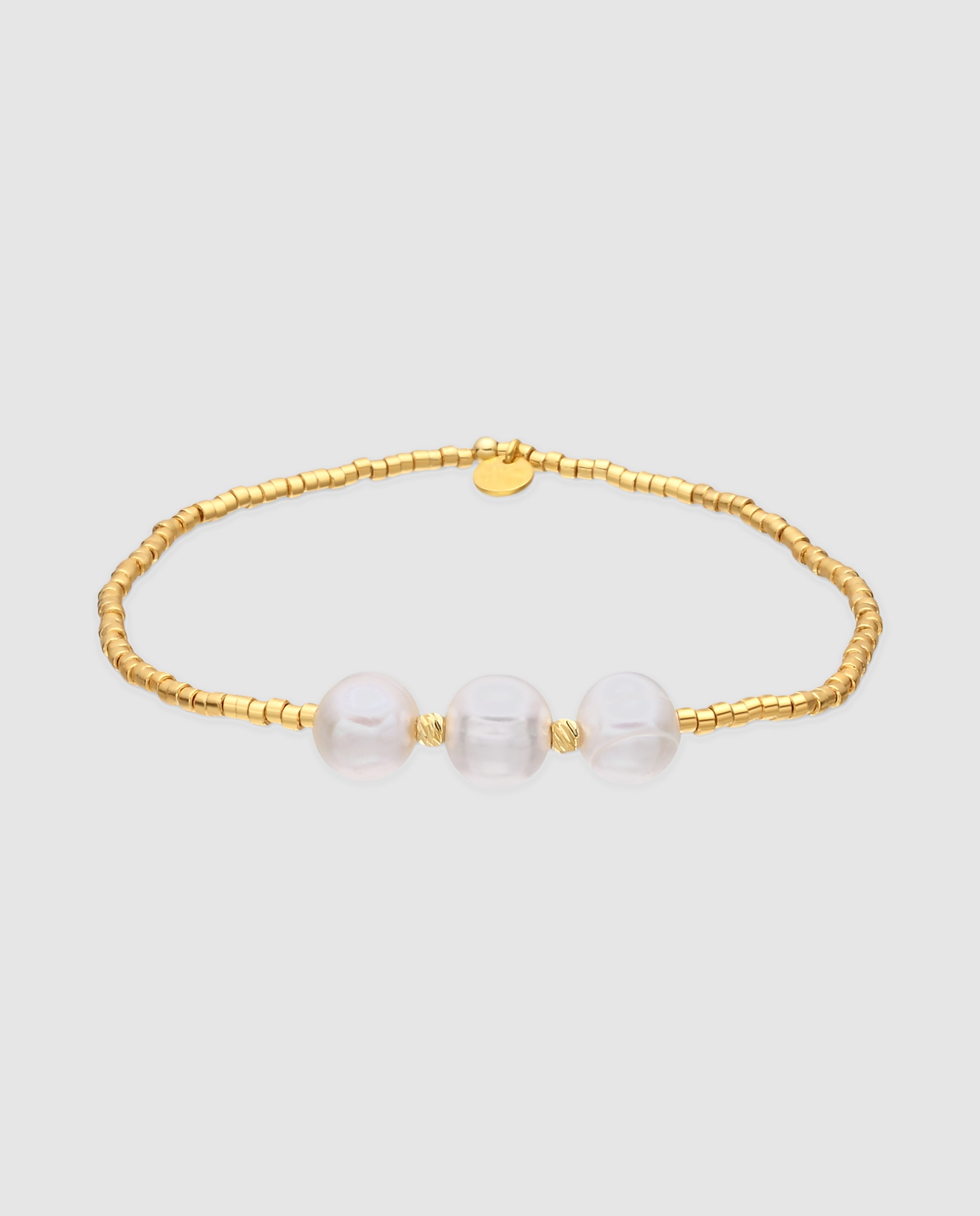 Pulsera de cadena pide un deseo de plata de ley 925 con perla blanca acabada en oro amarillo de 18k - Luxenter - Dorado Dorado-1