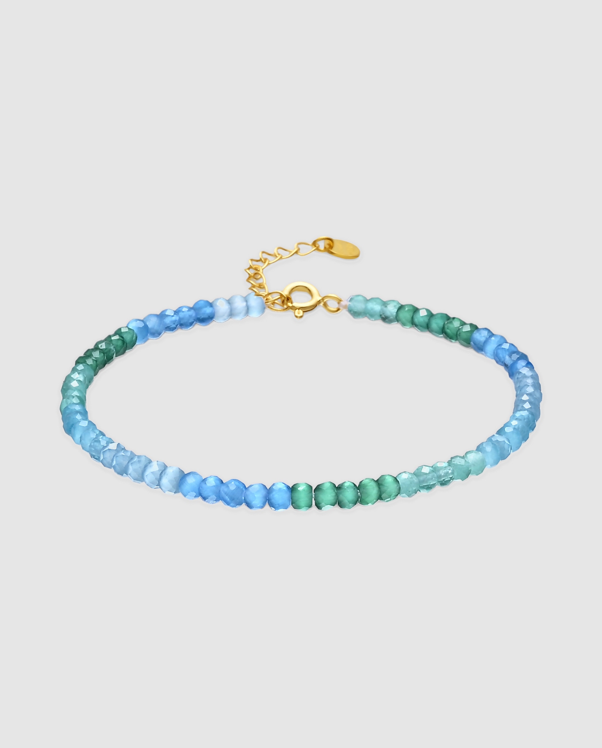 Pulsera de cadena pide un deseo con cierre de plata de ley 925 con circon cierre de plata de ley 925 conita aguamarina acabada en oro amarillo de 18k - Luxenter - Azul Azul-1