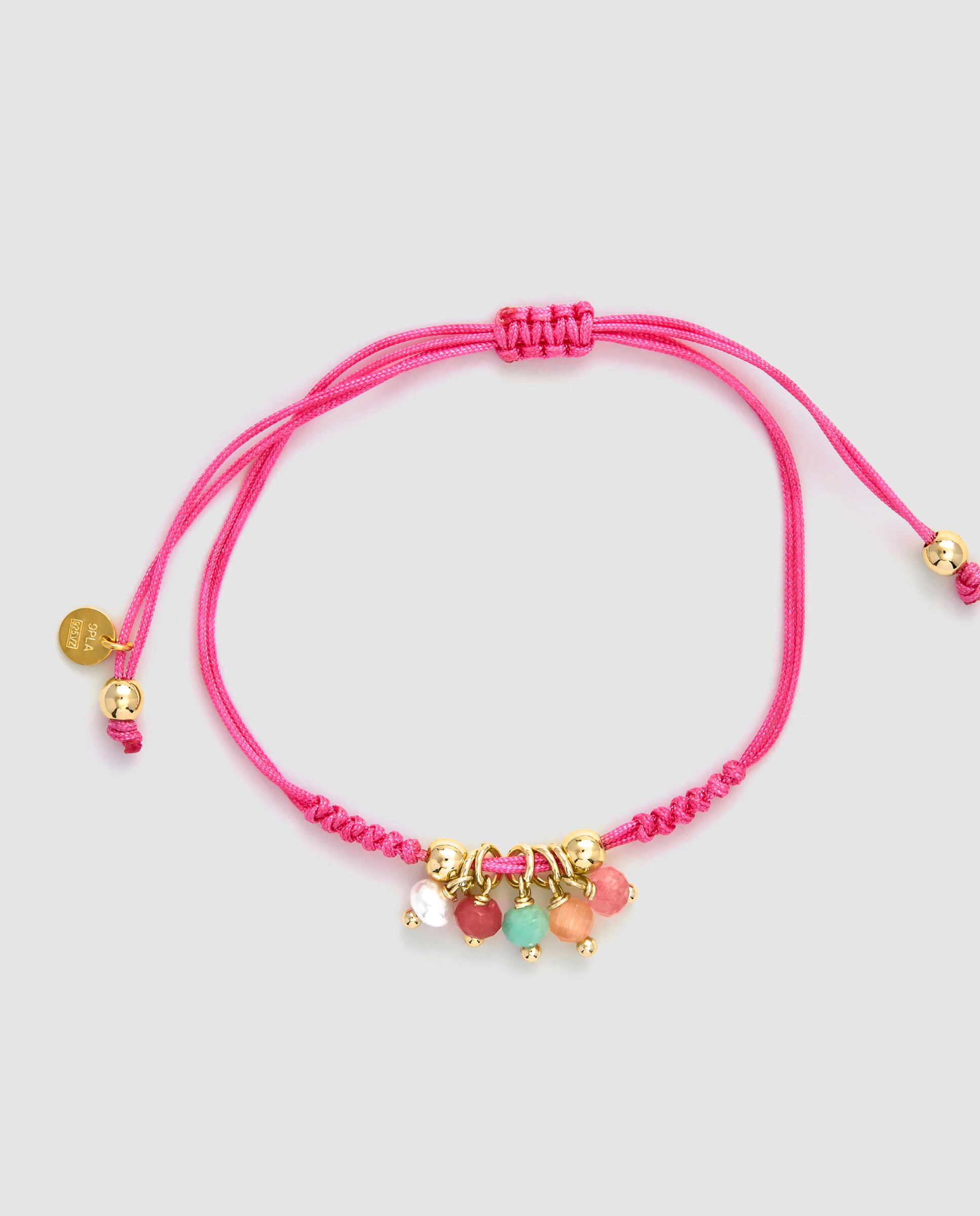 Pulsera pide un deseo con cierre de plata de ley 925 con circon cierre de plata de ley 925 conita multicolor acabada en oro amarillo de 18k - Luxenter - Multicolor Multicolor-2