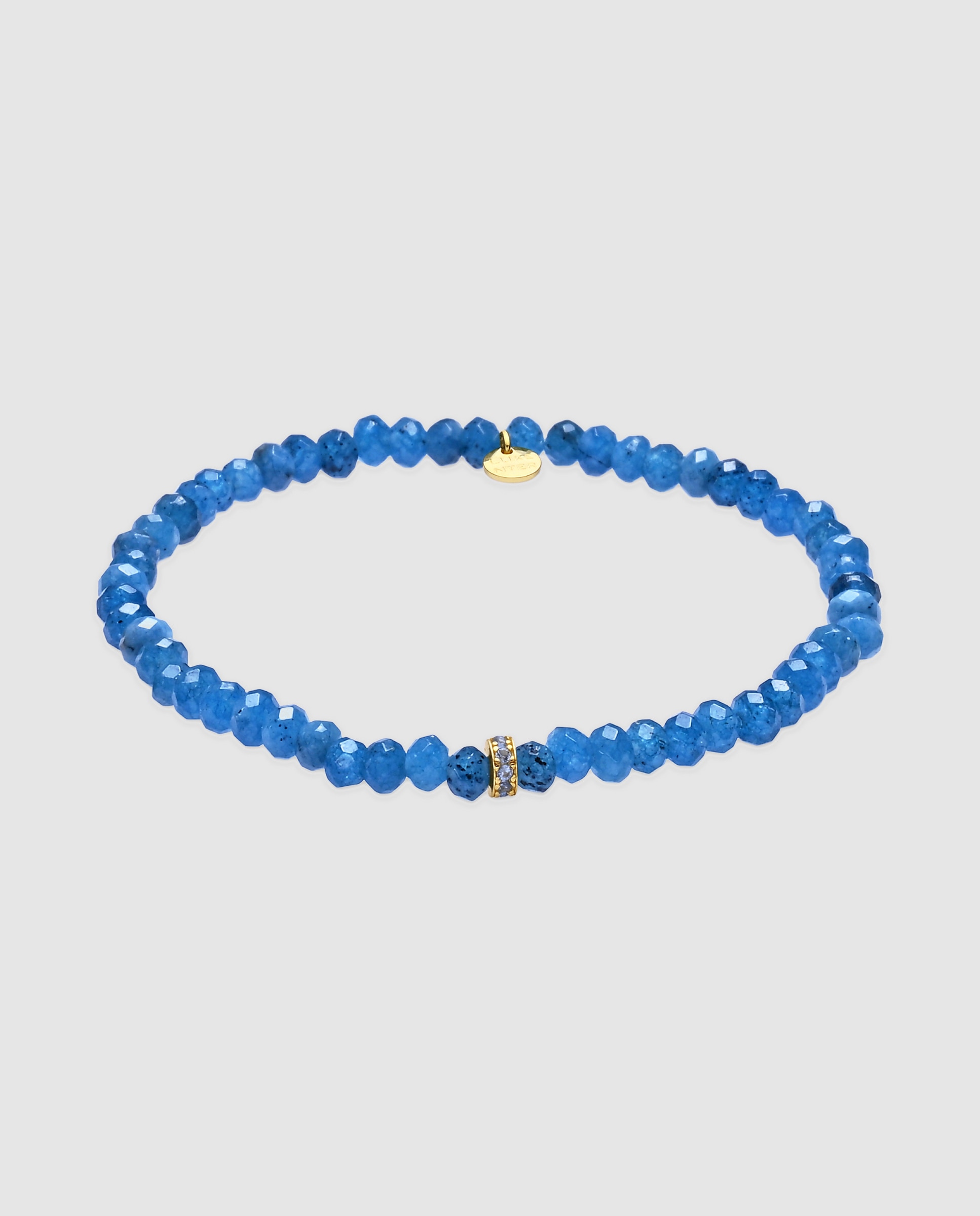 Pulsera de cadena africa con cristal acabada en oro amarillo de 18k - Luxenter - Azul Azul-1