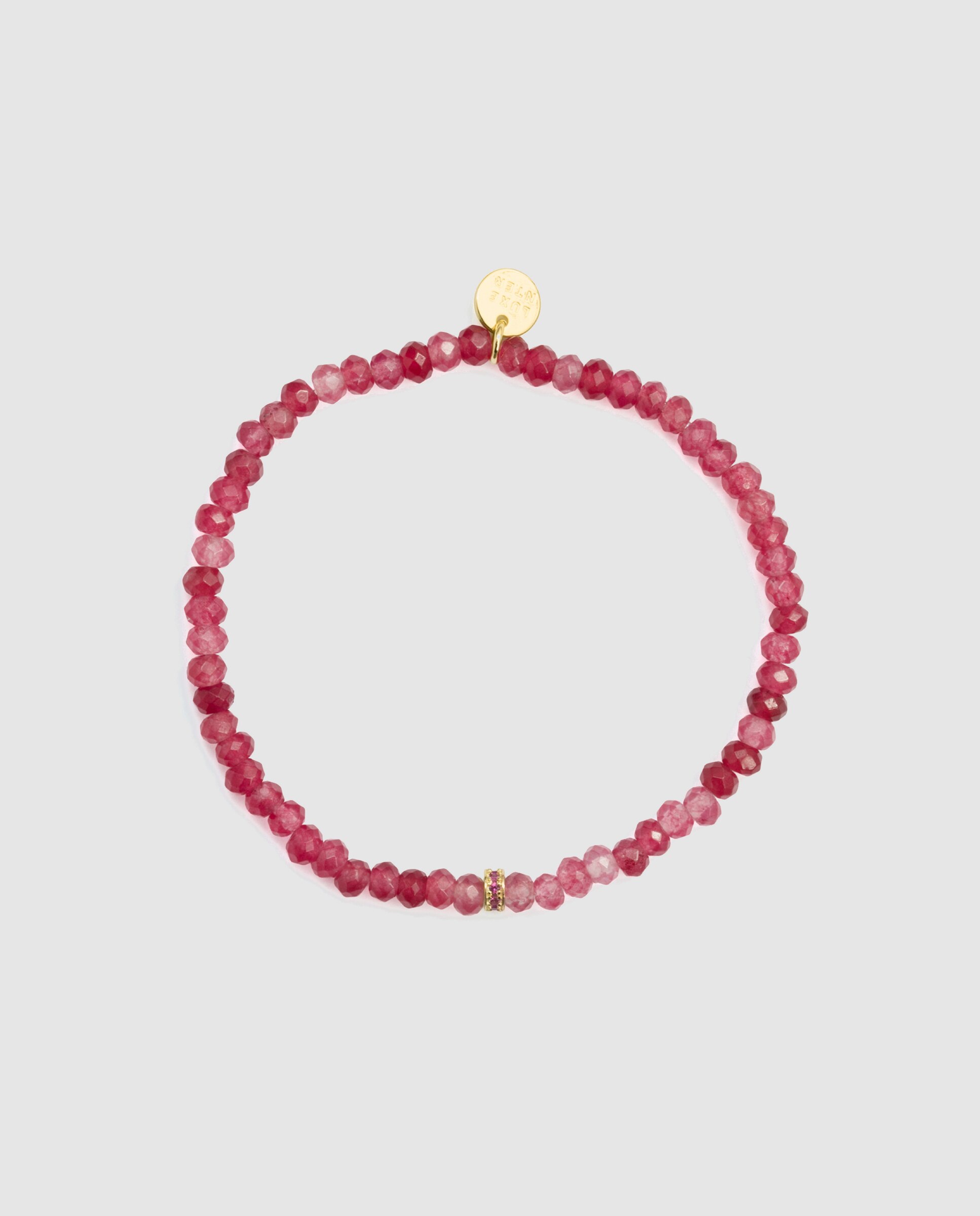 Pulsera de cadena africa con cristal fucsia acabada en oro amarillo de 18k - Luxenter - Rosa Rosa-2