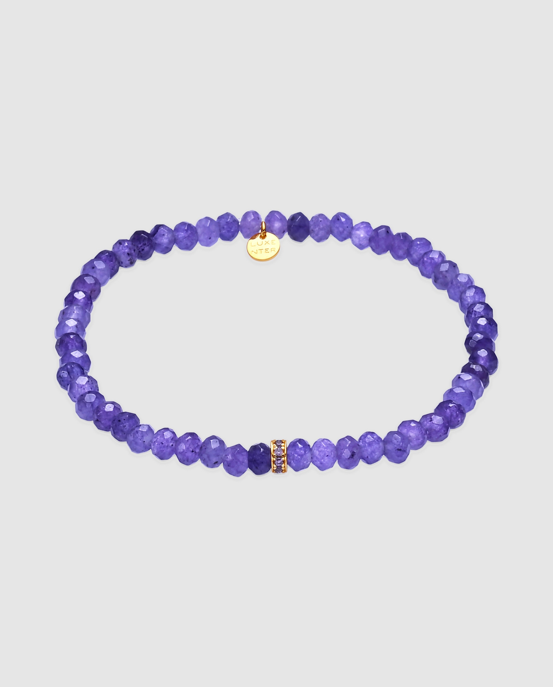 Pulsera de cadena africa con cristal morado acabada en oro amarillo de 18k - Luxenter - Morado Morado-1