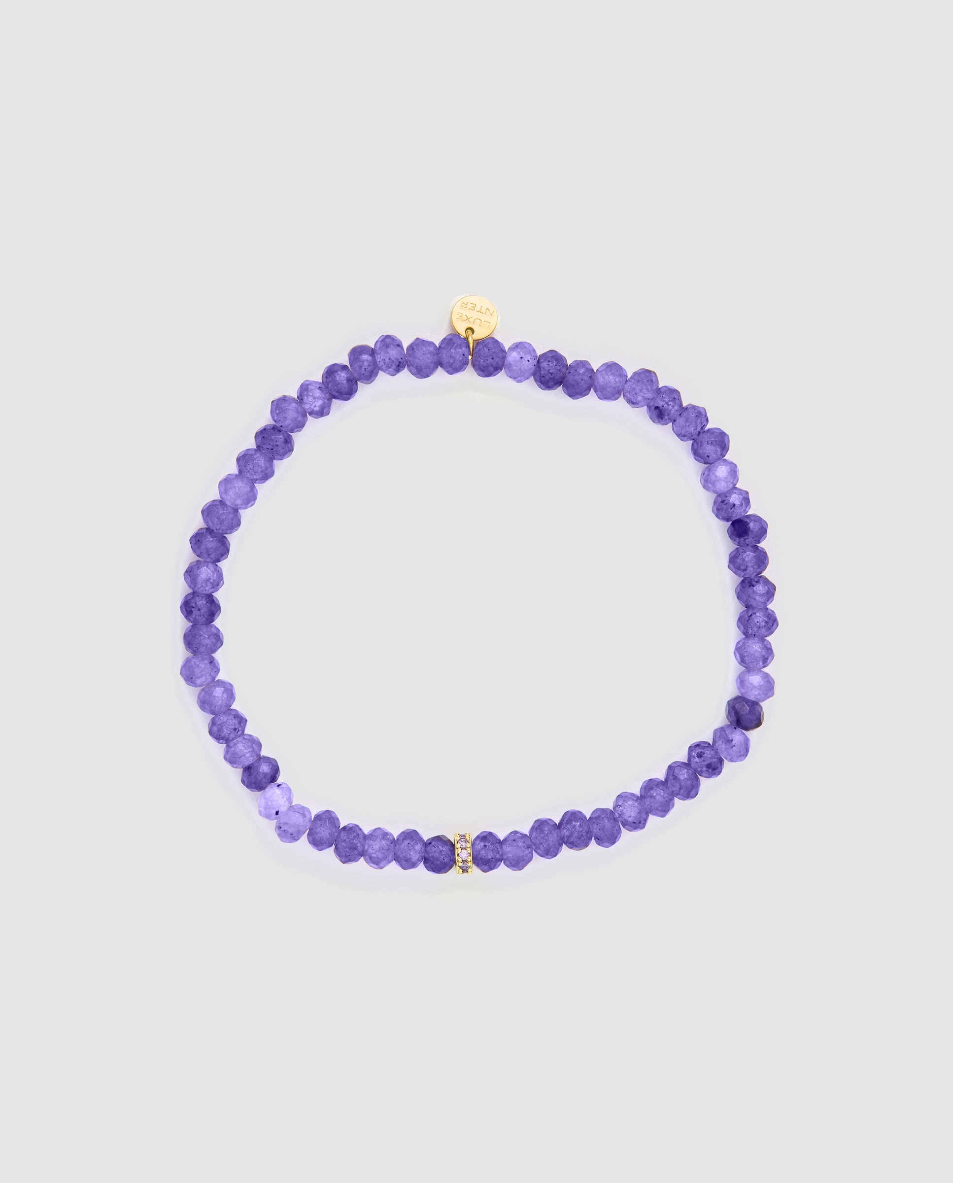 Pulsera de cadena africa con cristal morado acabada en oro amarillo de 18k - Luxenter - Morado Morado-2