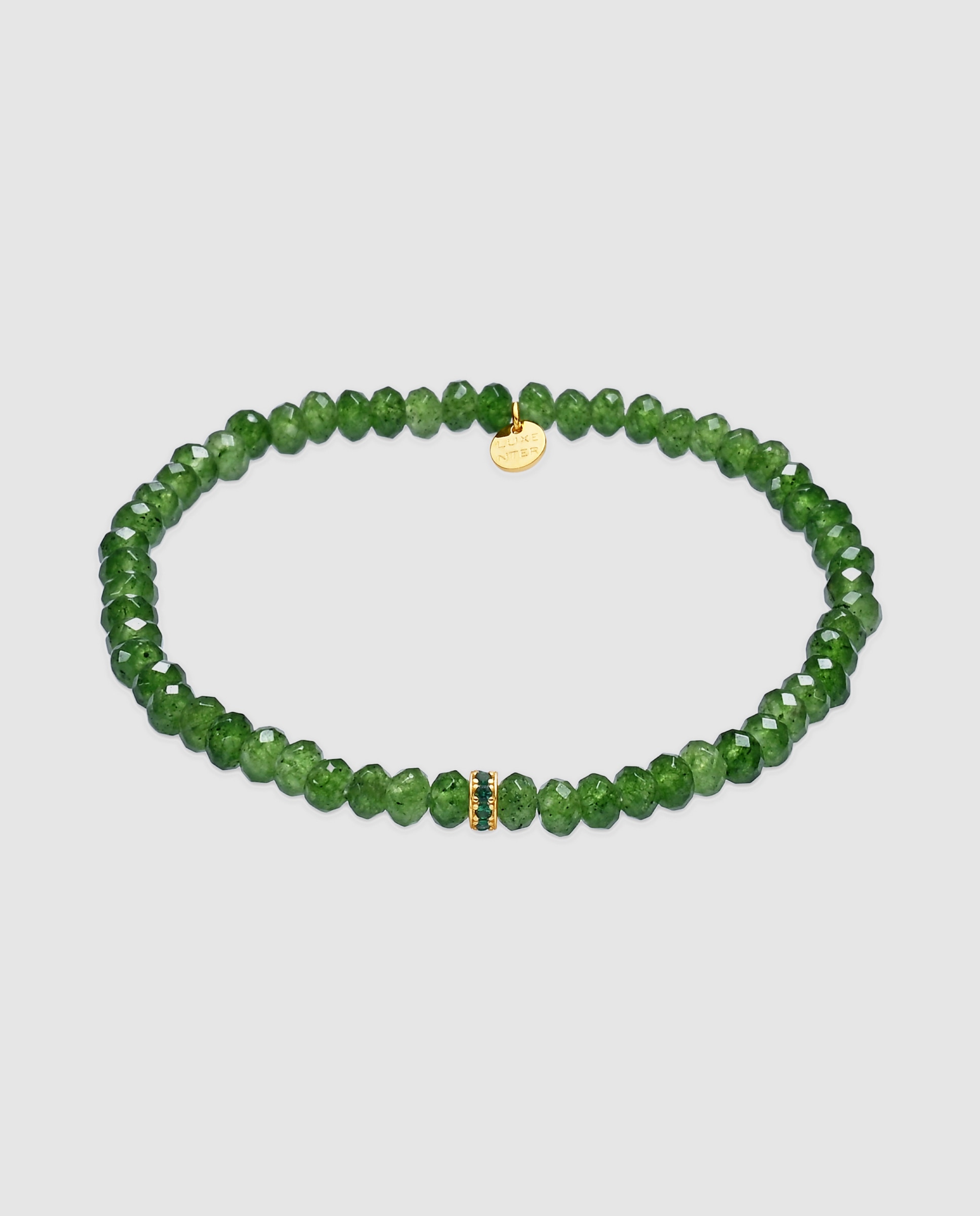 Pulsera de cadena africa con cristal acabada en oro amarillo de 18k - Luxenter - Verde Verde-1