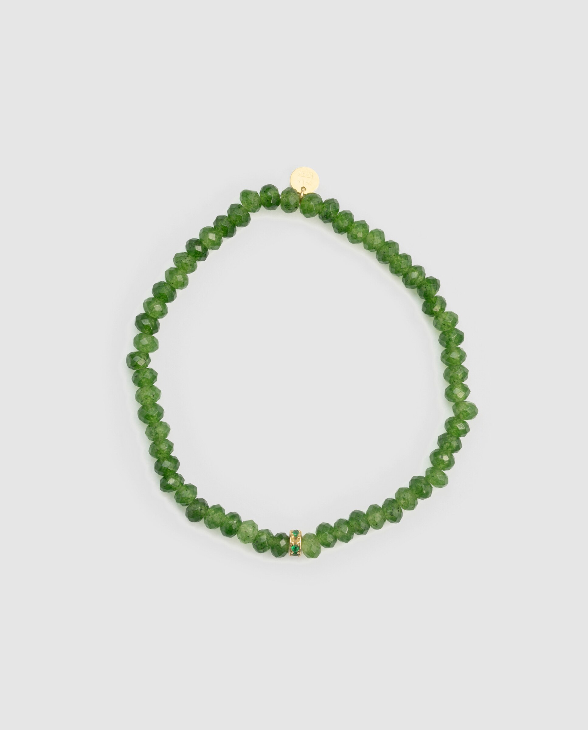 Pulsera de cadena africa con cristal acabada en oro amarillo de 18k - Luxenter - Verde Verde-2