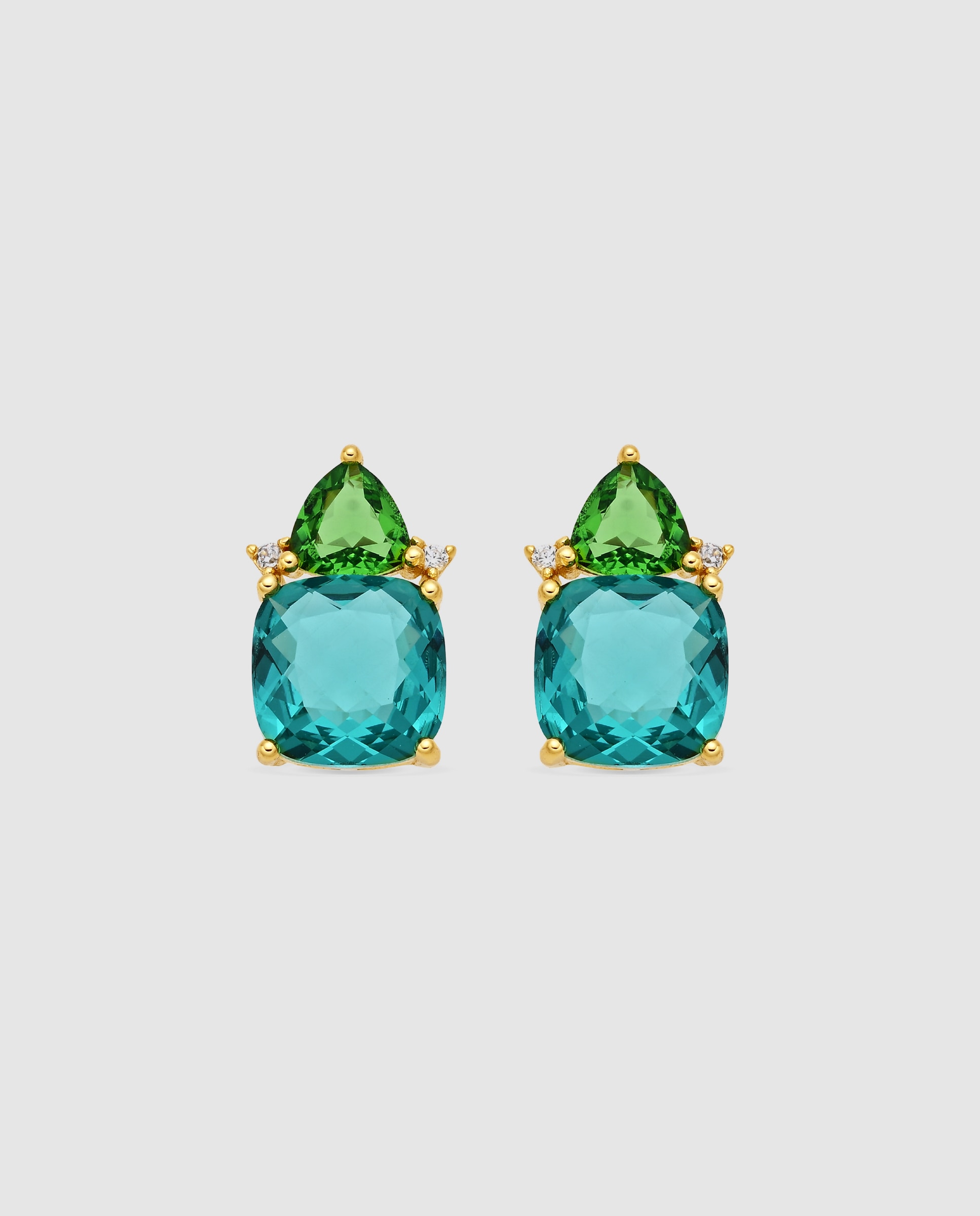 Pendientes africa con cuarzo hidrtotermal verde paraiba acabados en oro amarillo de 18k - Luxenter - Azul Azul-1