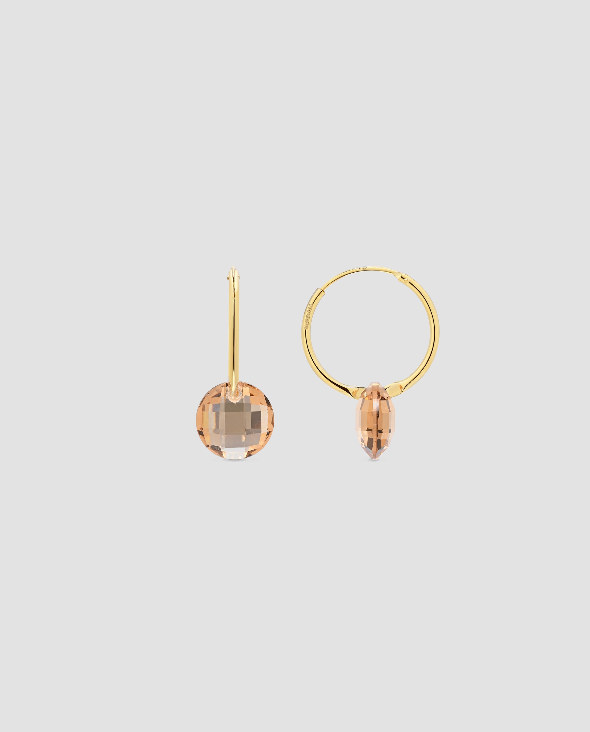 Pendientes de aro africa con cuarzo hidrtotermal champagne acabados en oro amarillo de 18k - Luxenter - Dorado Dorado-1