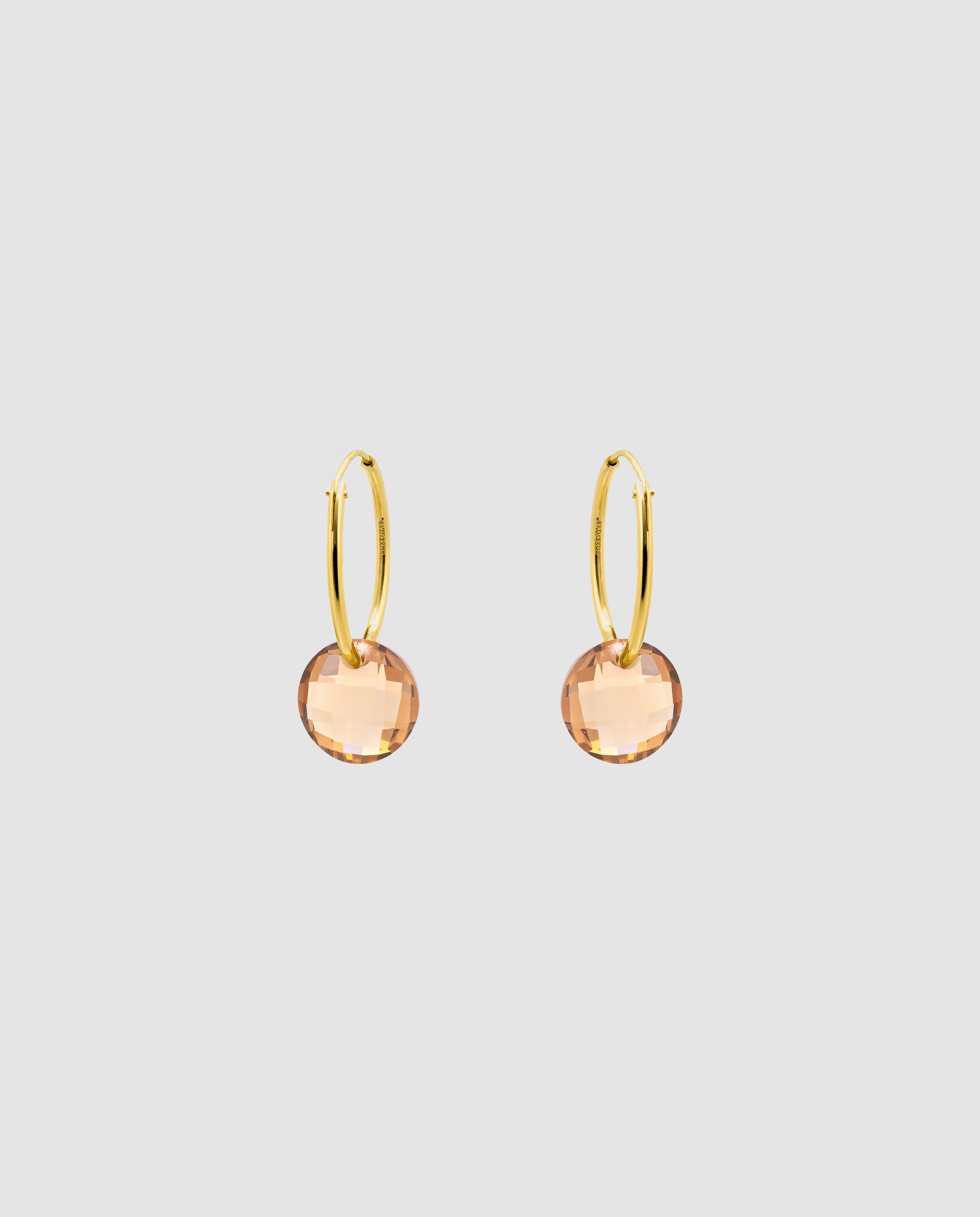 Pendientes de aro africa con cuarzo hidrtotermal champagne acabados en oro amarillo de 18k - Luxenter - Dorado Dorado-2