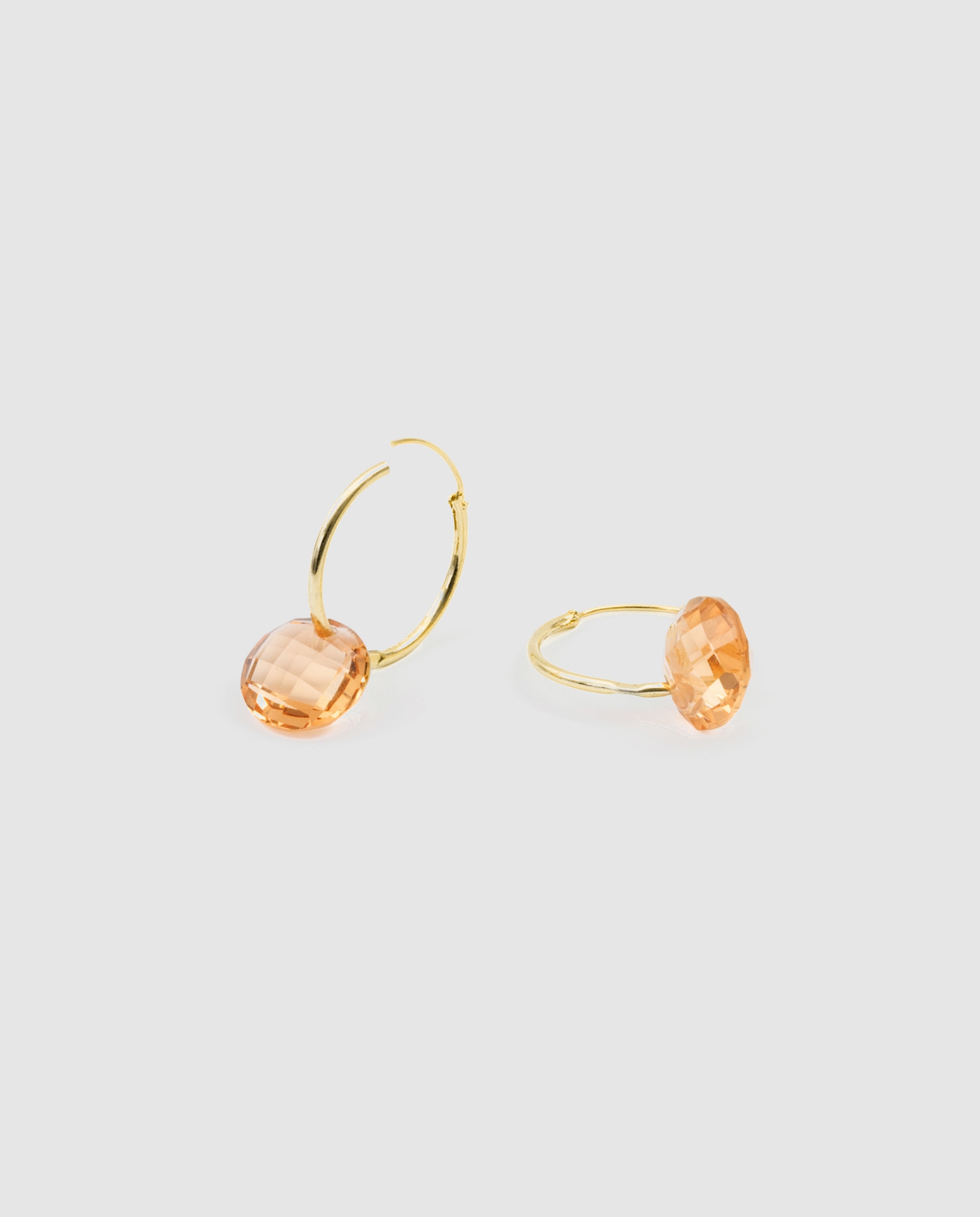Pendientes de aro africa con cuarzo hidrtotermal champagne acabados en oro amarillo de 18k - Luxenter - Dorado Dorado-6