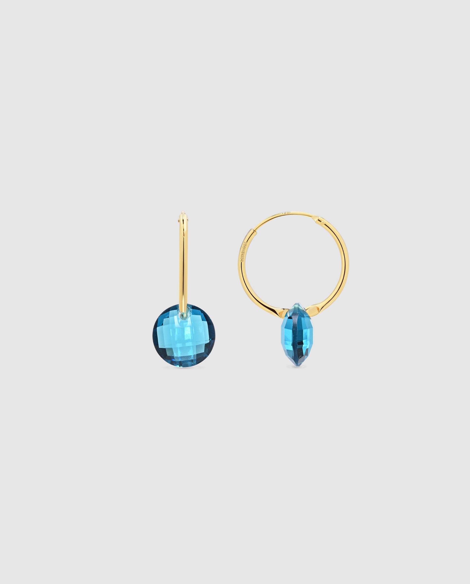 Pendientes de aro africa con cuarzo hidrtotermal lapislázuli acabados en oro amarillo de 18k - Luxenter - Azul Azul-1