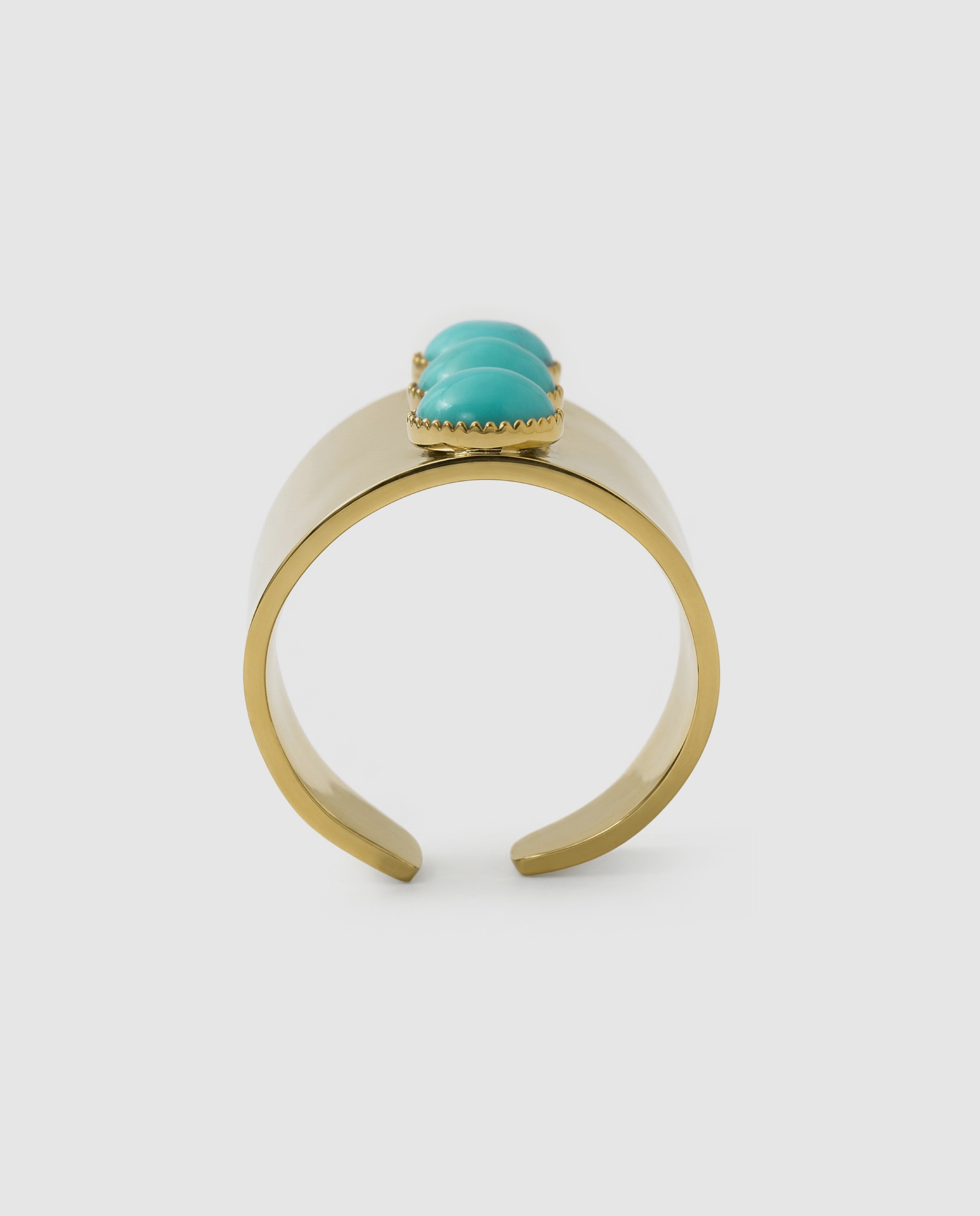 Anillo ajustable boho de acero acabado en oro amarillo 18 quilates con turquesa - Luxenter - Dorado Dorado-7