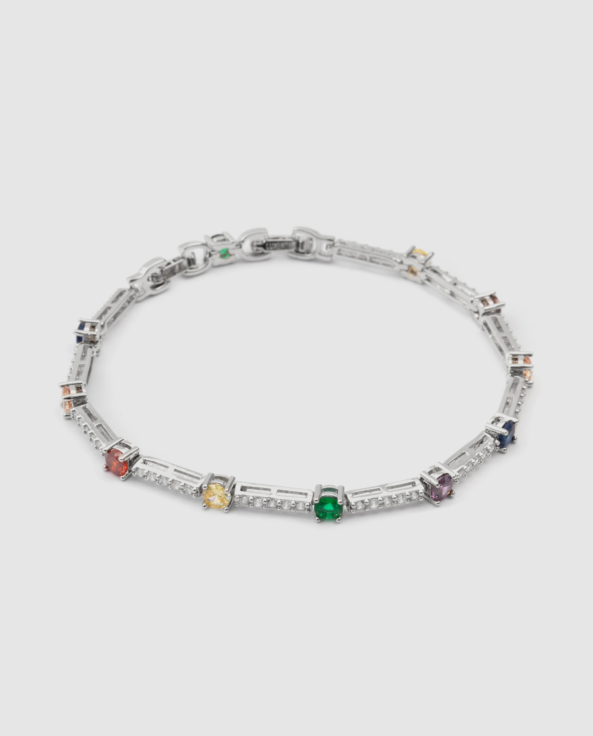 Pulsera de cadena africa con circonita multicolor acabada en rodio - Luxenter - Multicolor Multicolor-1
