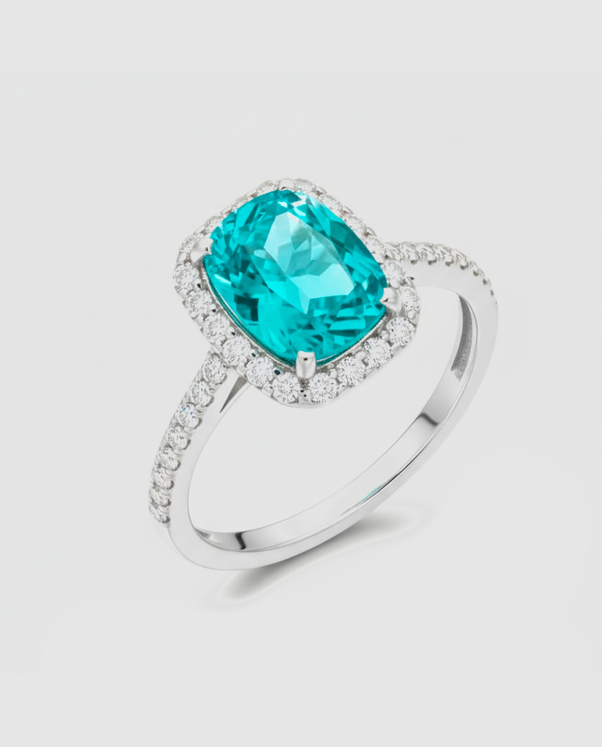 Imagen 1 de Anillo africa con cuarzo hidrotermal verde paraiba acabado en rodio - Luxenter - Verde Verde