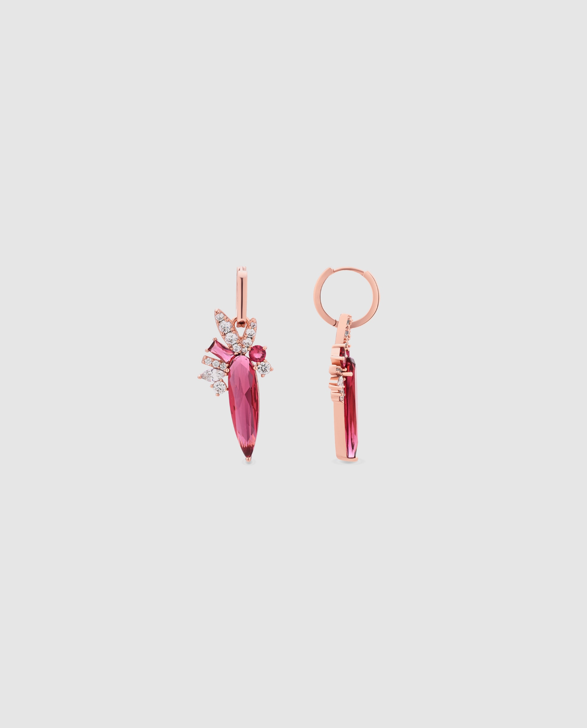 Imagen 1 de Pendientes de aro special edition con cuarzo hidrotermal cereza acabados en oro rosa 18k - Luxenter - Rojo Rojo