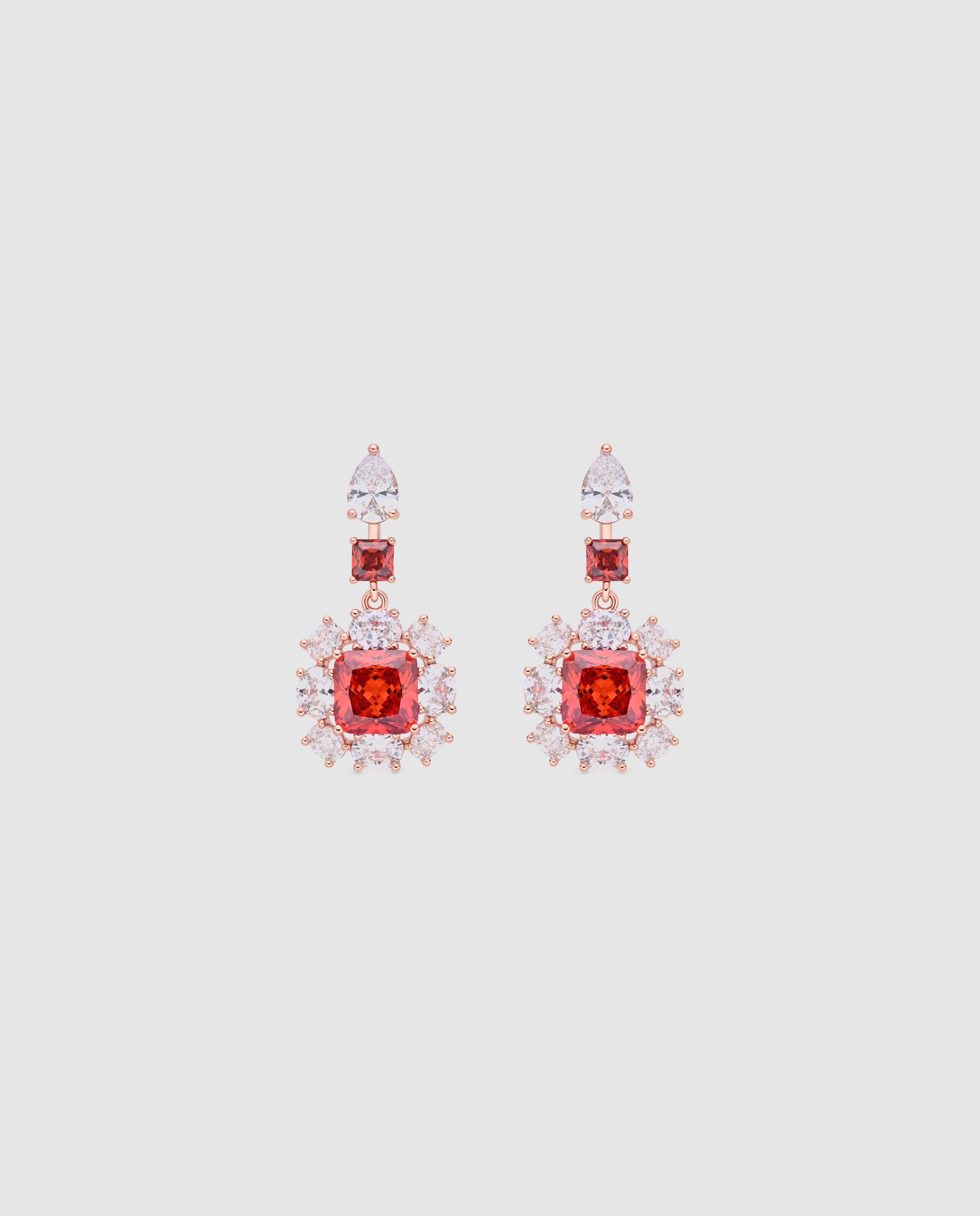 Imagen 1 de Pendientes special edition con circonita rubí acabados en oro rosa 18k - Luxenter - Rojo Rojo