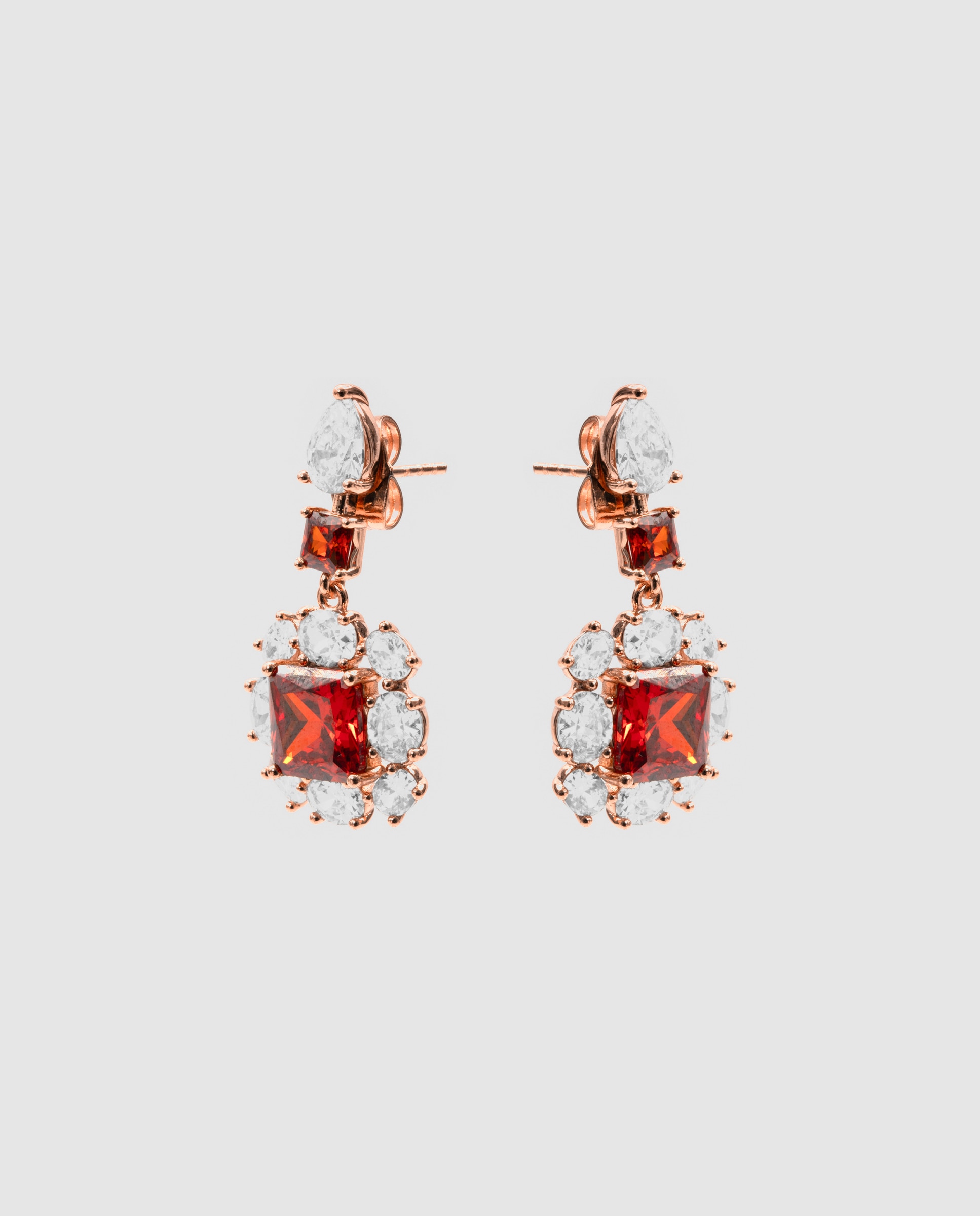 Imagen 2 de Pendientes special edition con circonita rubí acabados en oro rosa 18k - Luxenter - Rojo Rojo