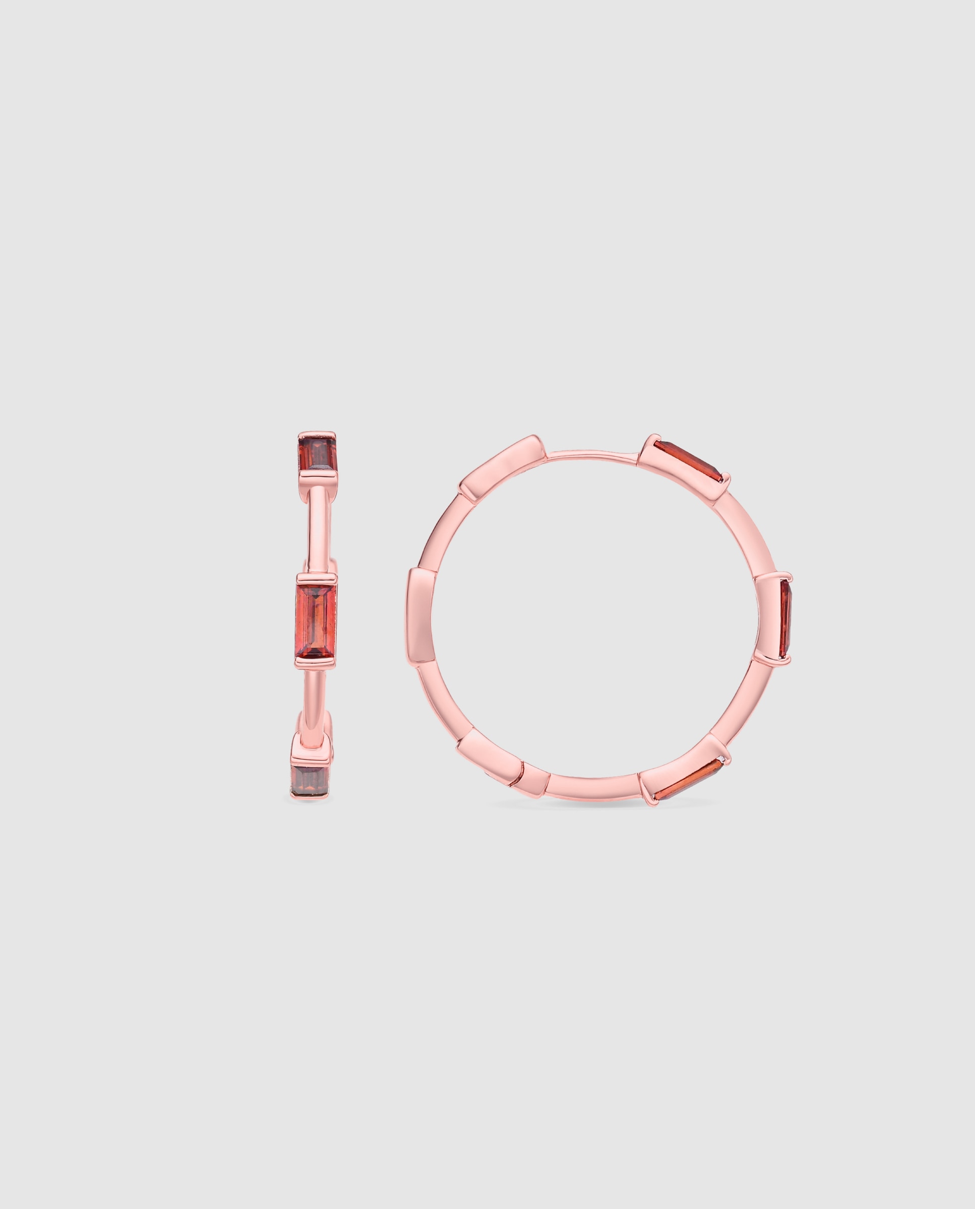 Pendientes de aro special edition con circonita ópalo de fuego acabados en oro rosa 18k - Luxenter - Rojo Rojo-1