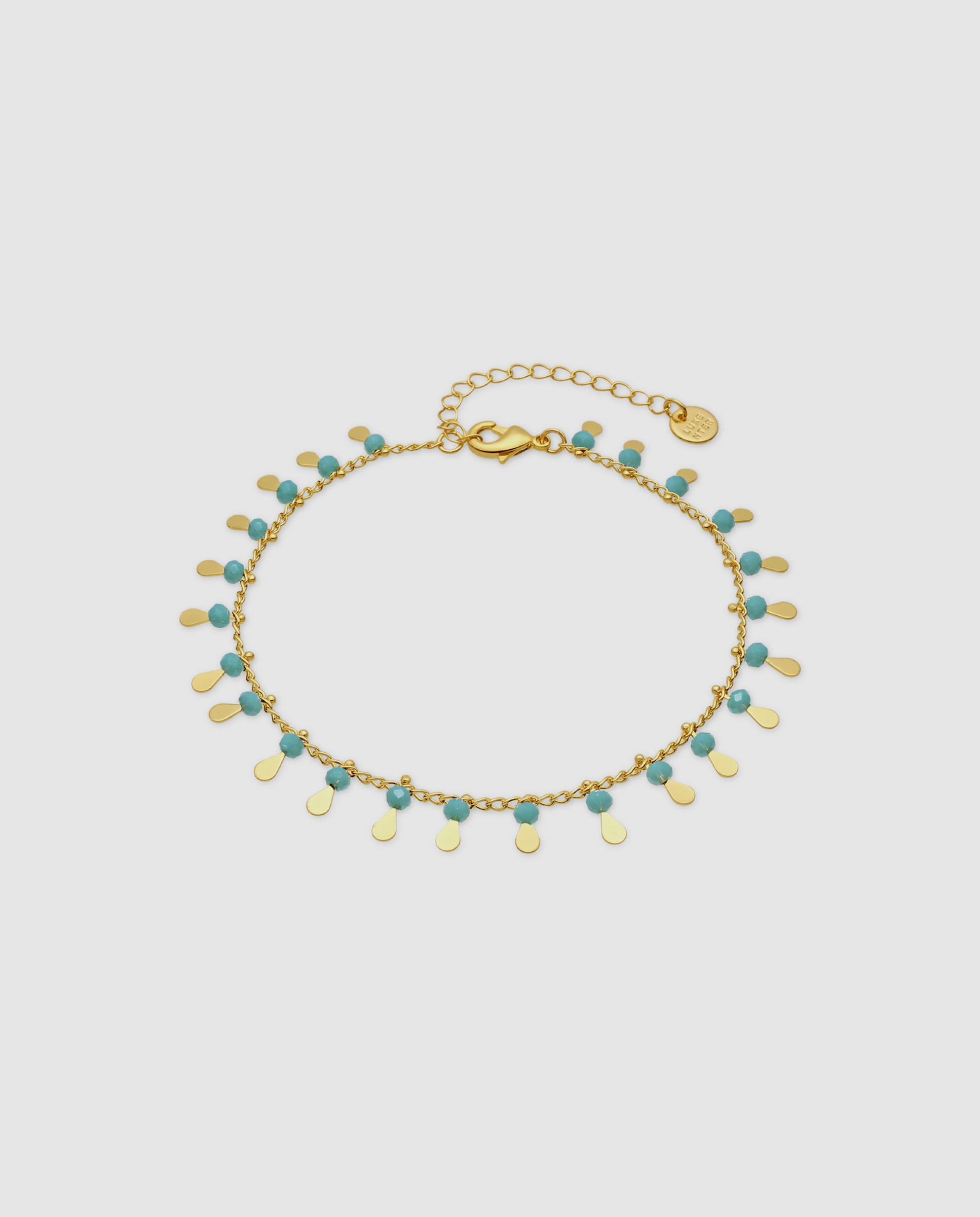 Pulsera de cadena áfrica acabada en oro amarillo de 18k con cristal - Luxenter - Azul Azul-1