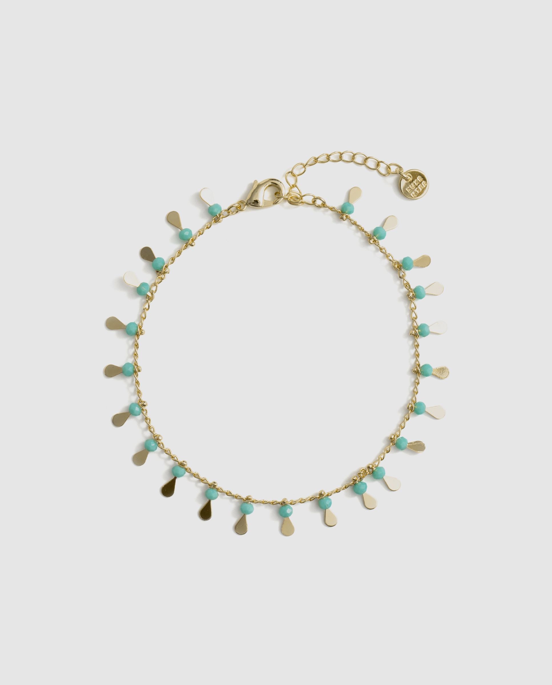 Pulsera de cadena áfrica acabada en oro amarillo de 18k con cristal - Luxenter - Azul Azul-3