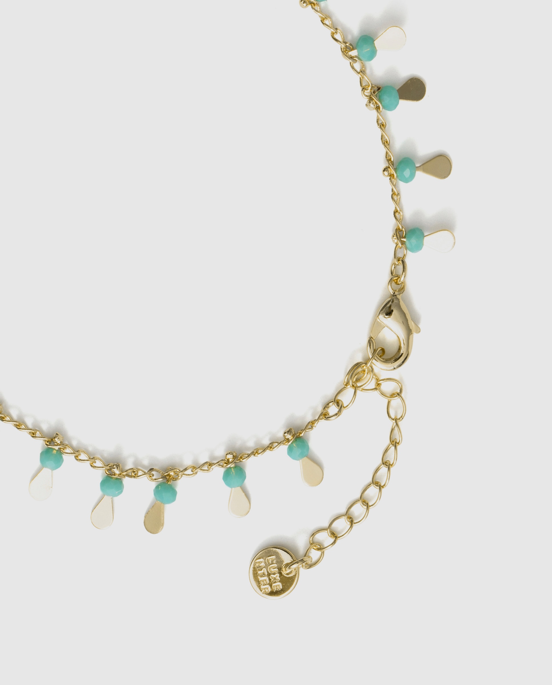 Pulsera de cadena áfrica acabada en oro amarillo de 18k con cristal - Luxenter - Azul Azul-7